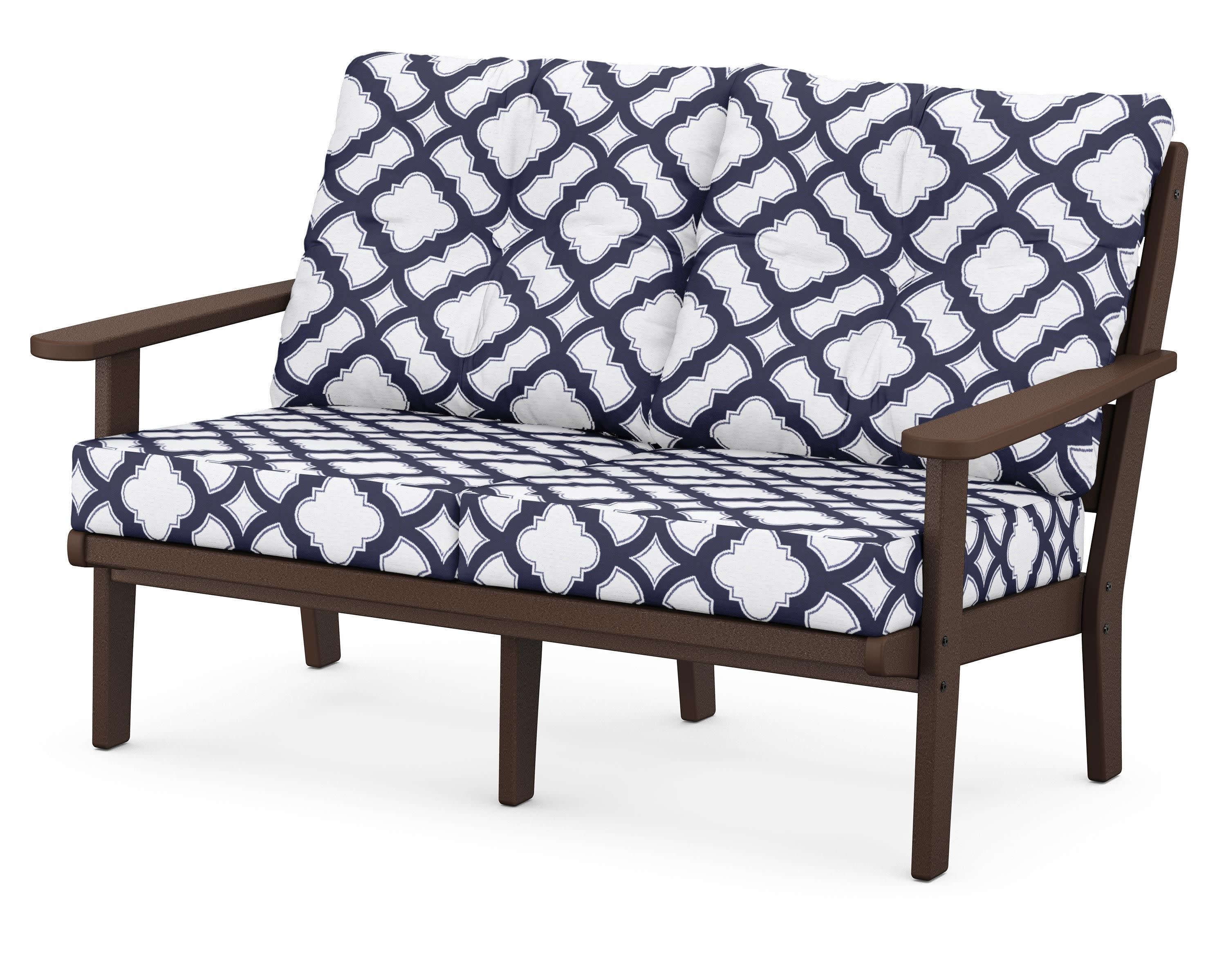 Lakeside Deep Seating Loveseat in Mahogany / Trellis Navy