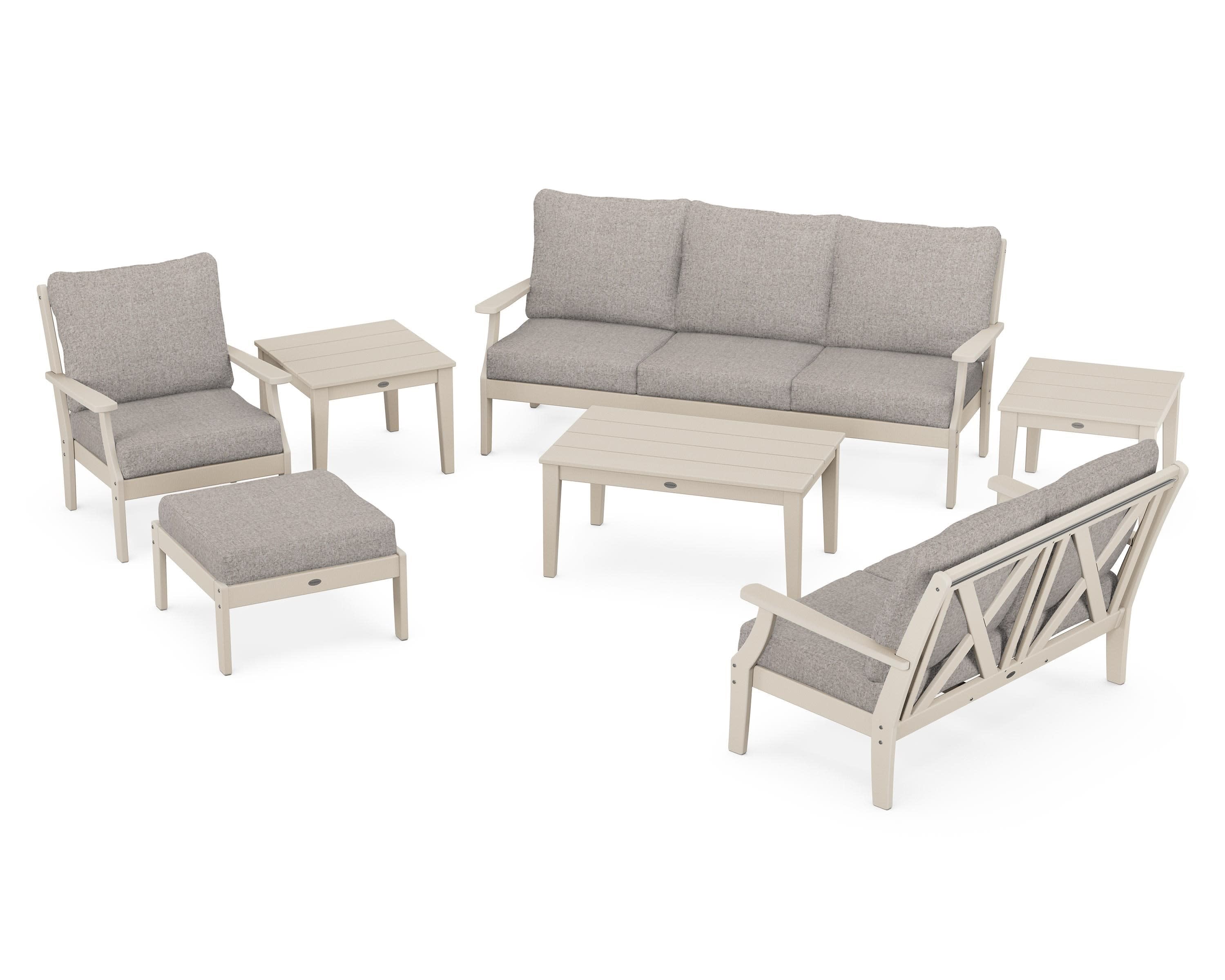 Braxton 7-Piece Deep Seating Set in Sand / Weathered Tweed