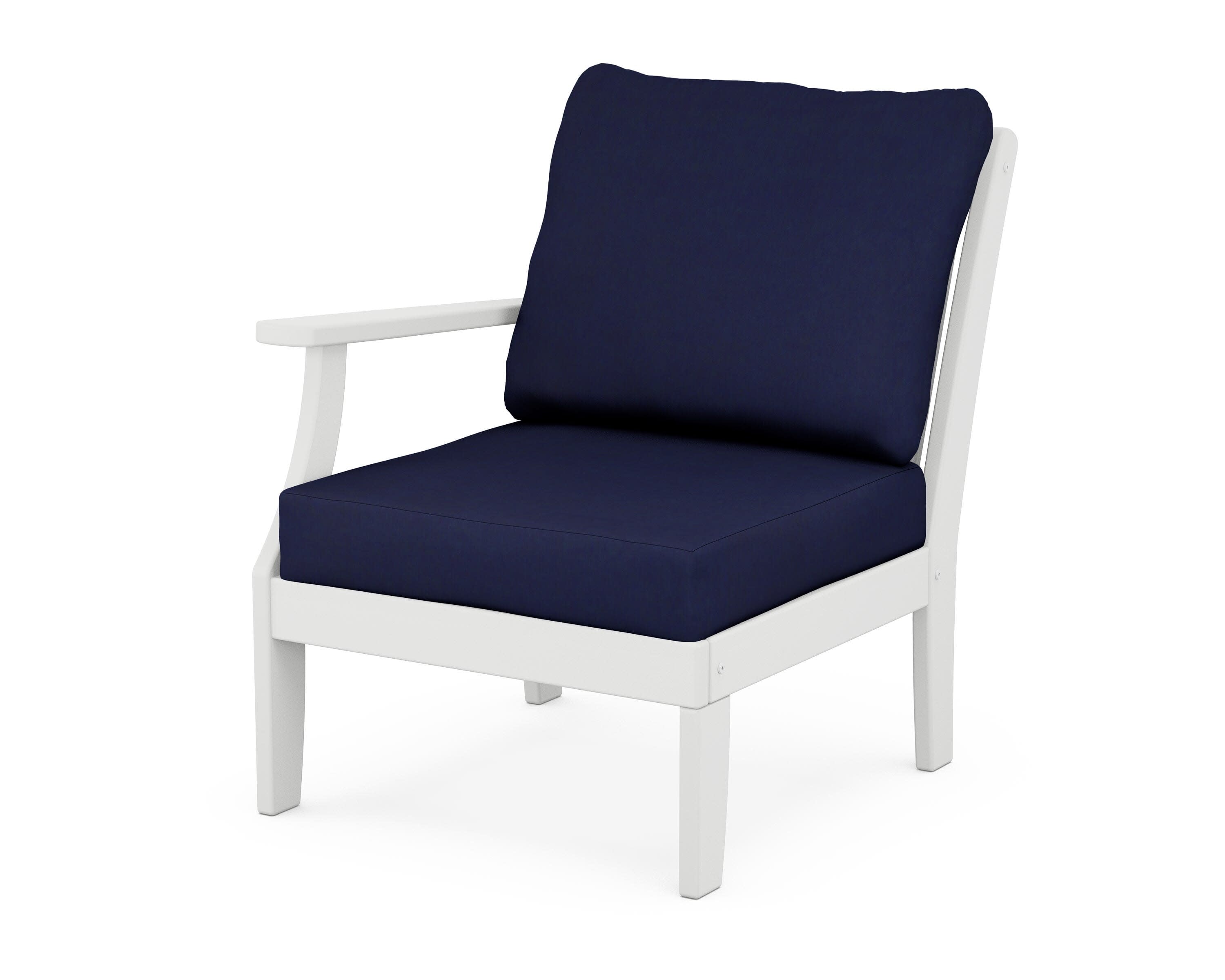 Braxton Modular Left Arm Chair in White / Navy