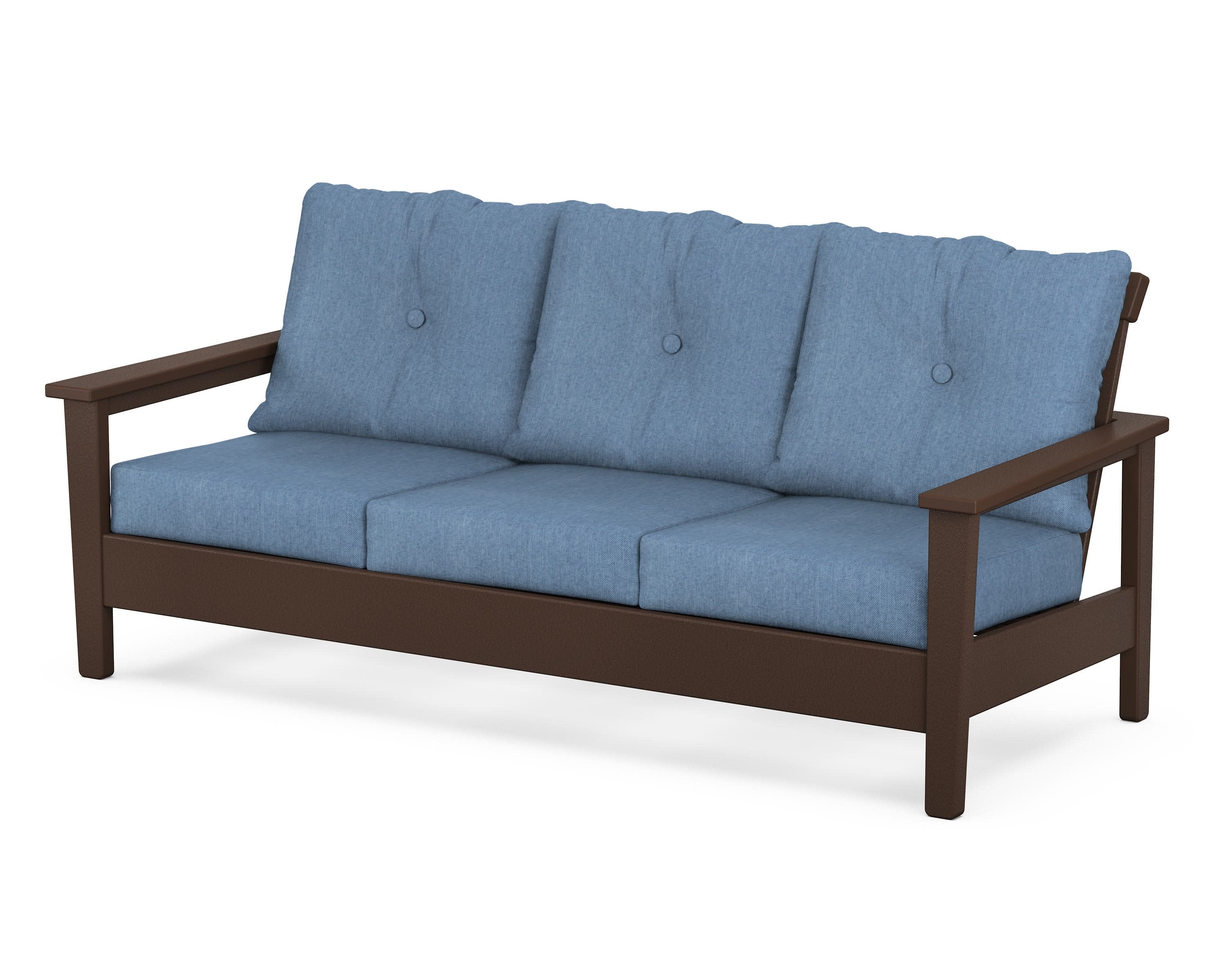 Prescott Deep Seating Sofa in Mahogany / Sky Blue