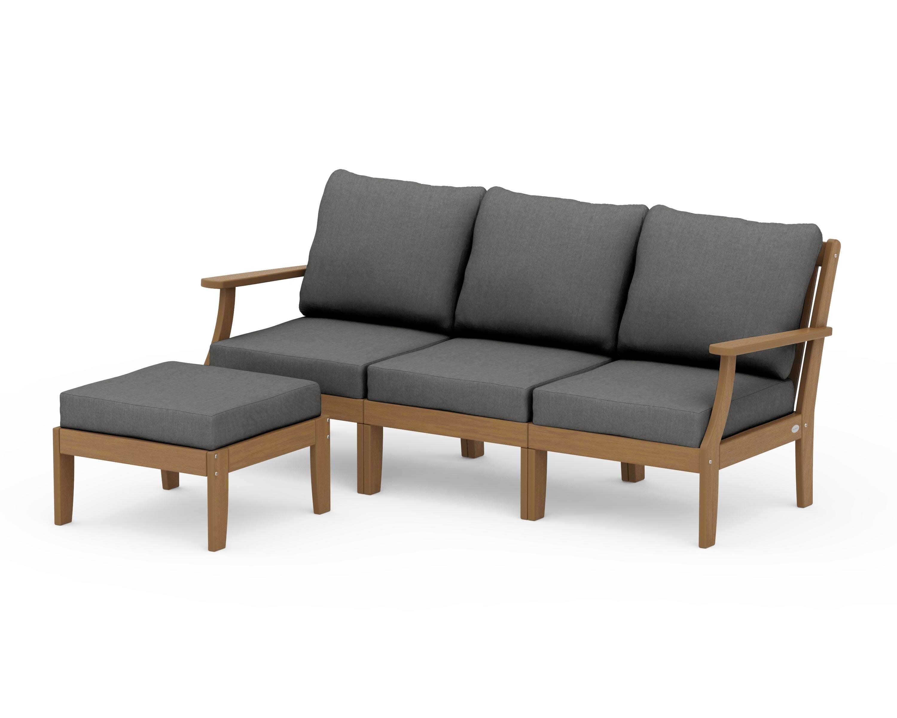 Braxton Modular 4-Piece Deep Seating Set with Ottoman in Natural / Spectrum Carbon