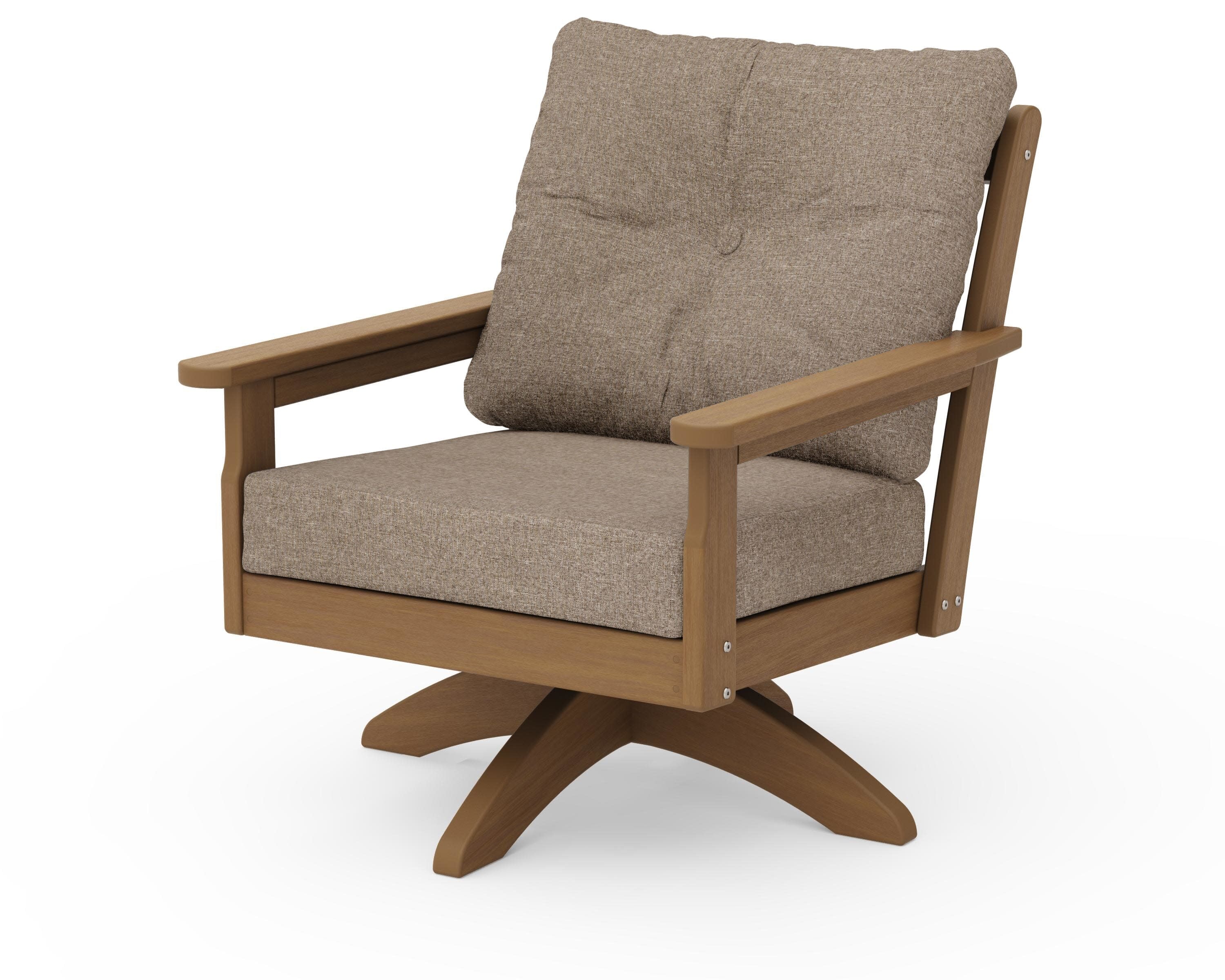 Vineyard Deep Seating Swivel Chair in Natural / Spiced Burlap