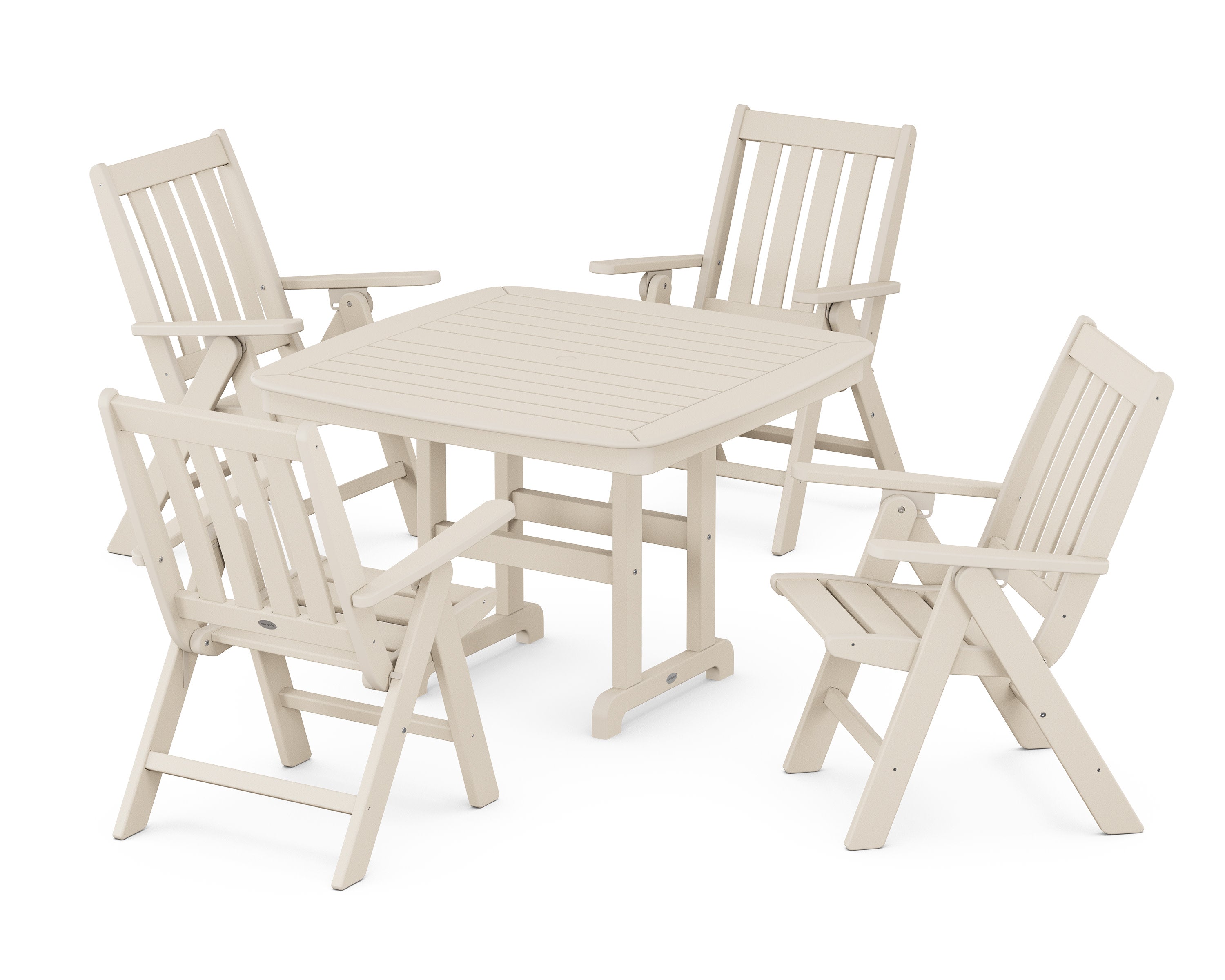 Vineyard Folding Chair 5-Piece Dining Set in Sand