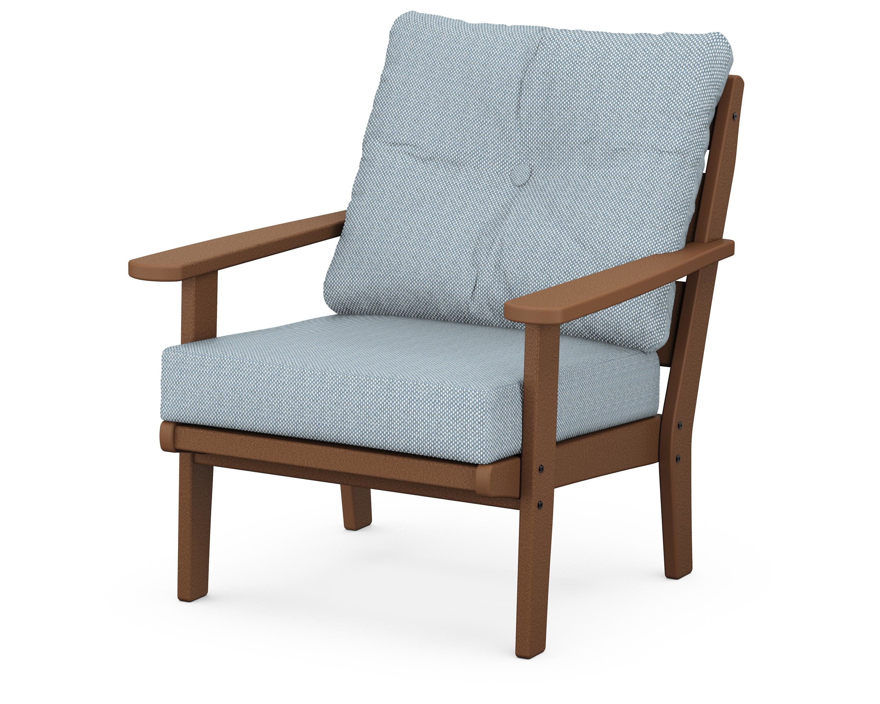 Lakeside Deep Seating Chair in Teak / Exhale Sky