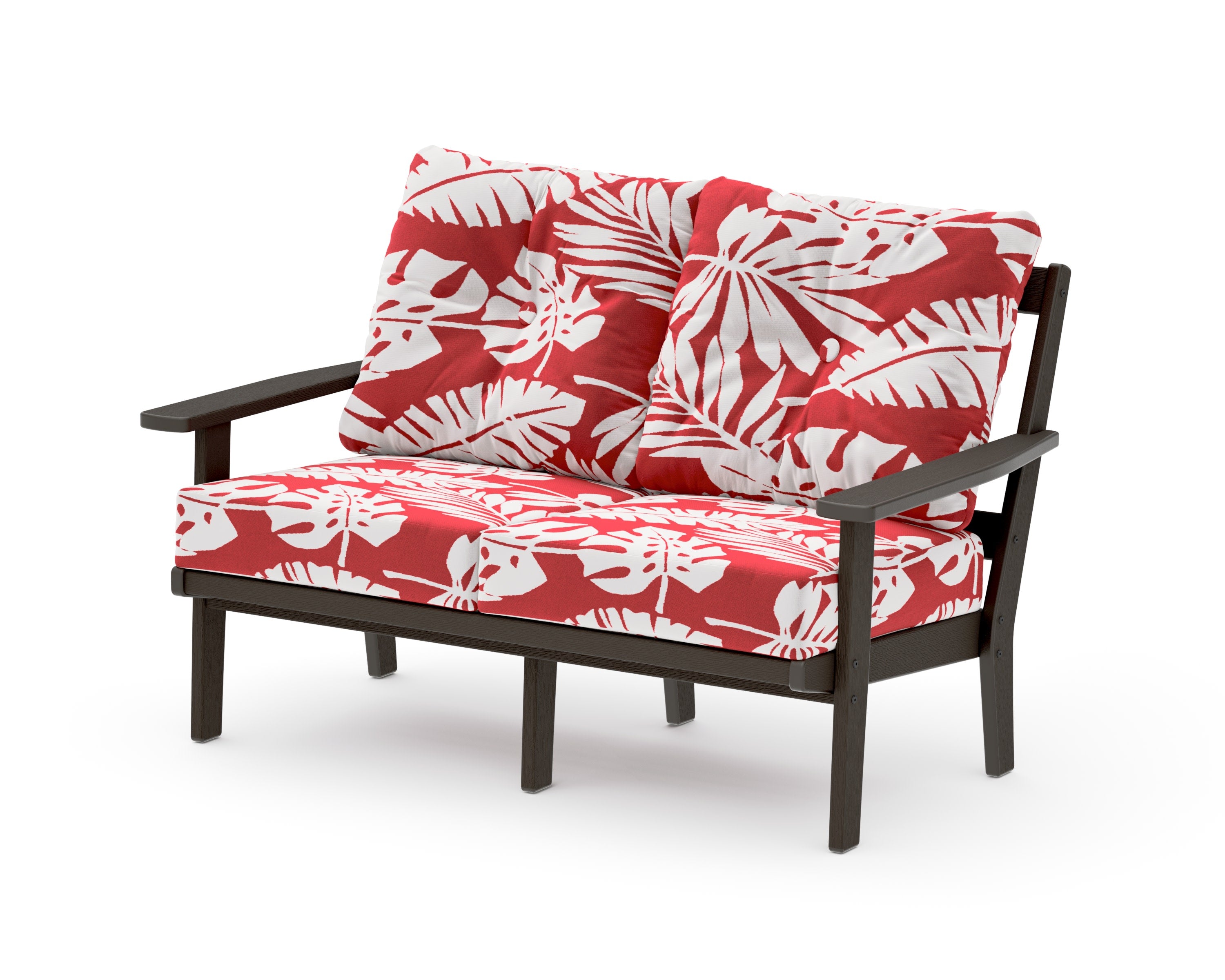 Prairie Deep SeatingLoveseat in Vintage Coffee / Leaf Crimson