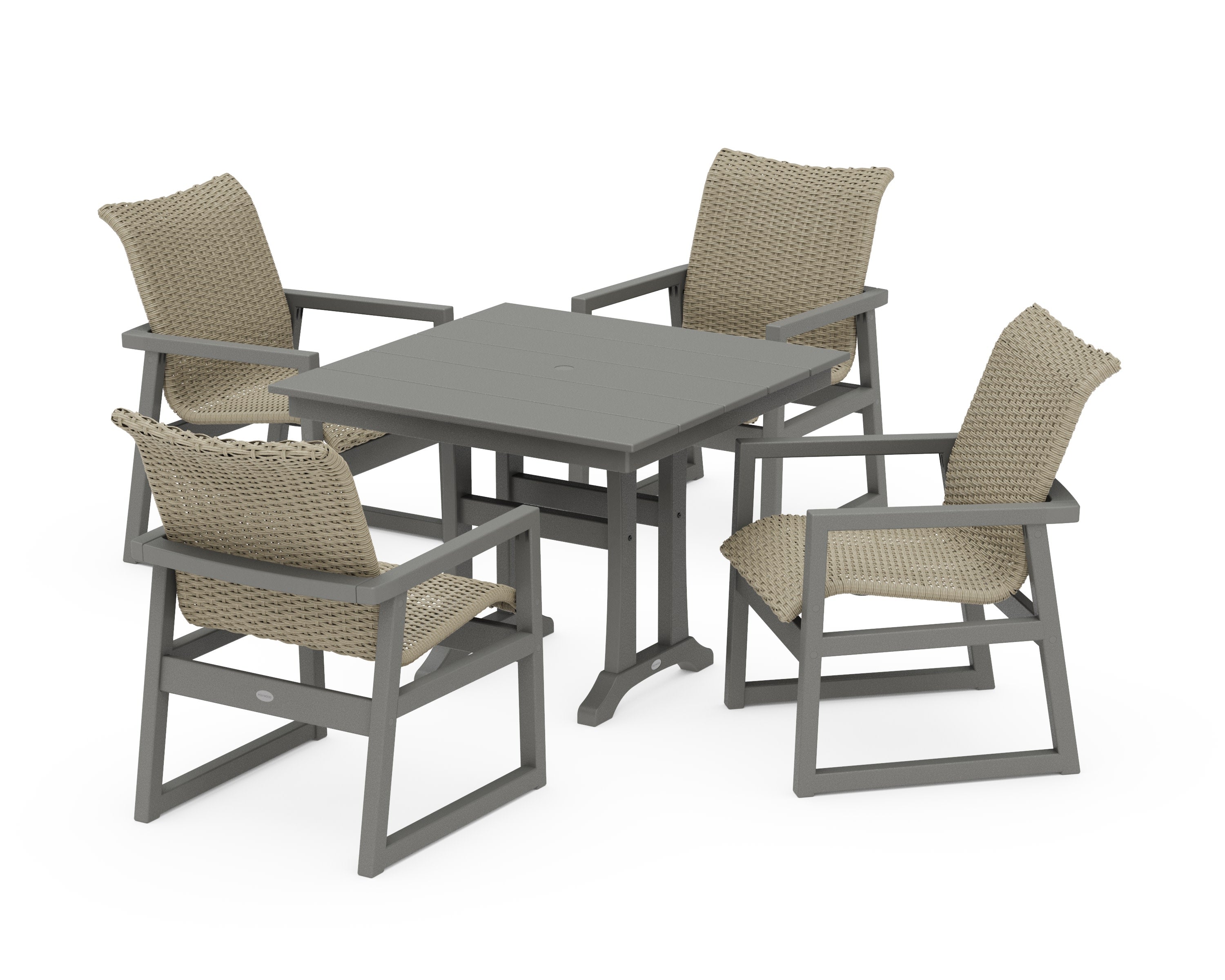 EDGE Woven 5-Piece Farmhouse Dining Set with Trestle Legs