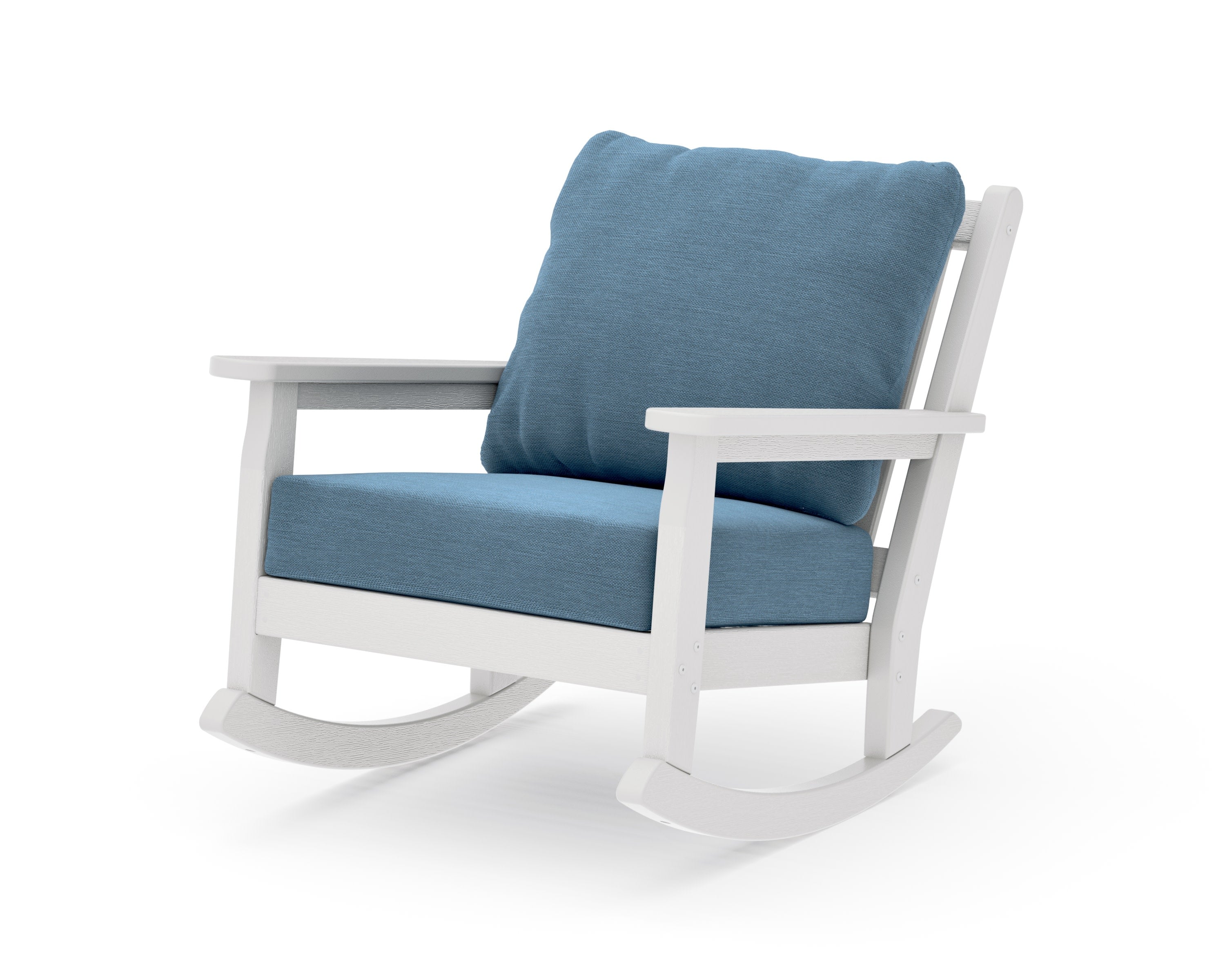 Chippendale Deep Seating Rocking Chair in Vintage White / Sky Blue