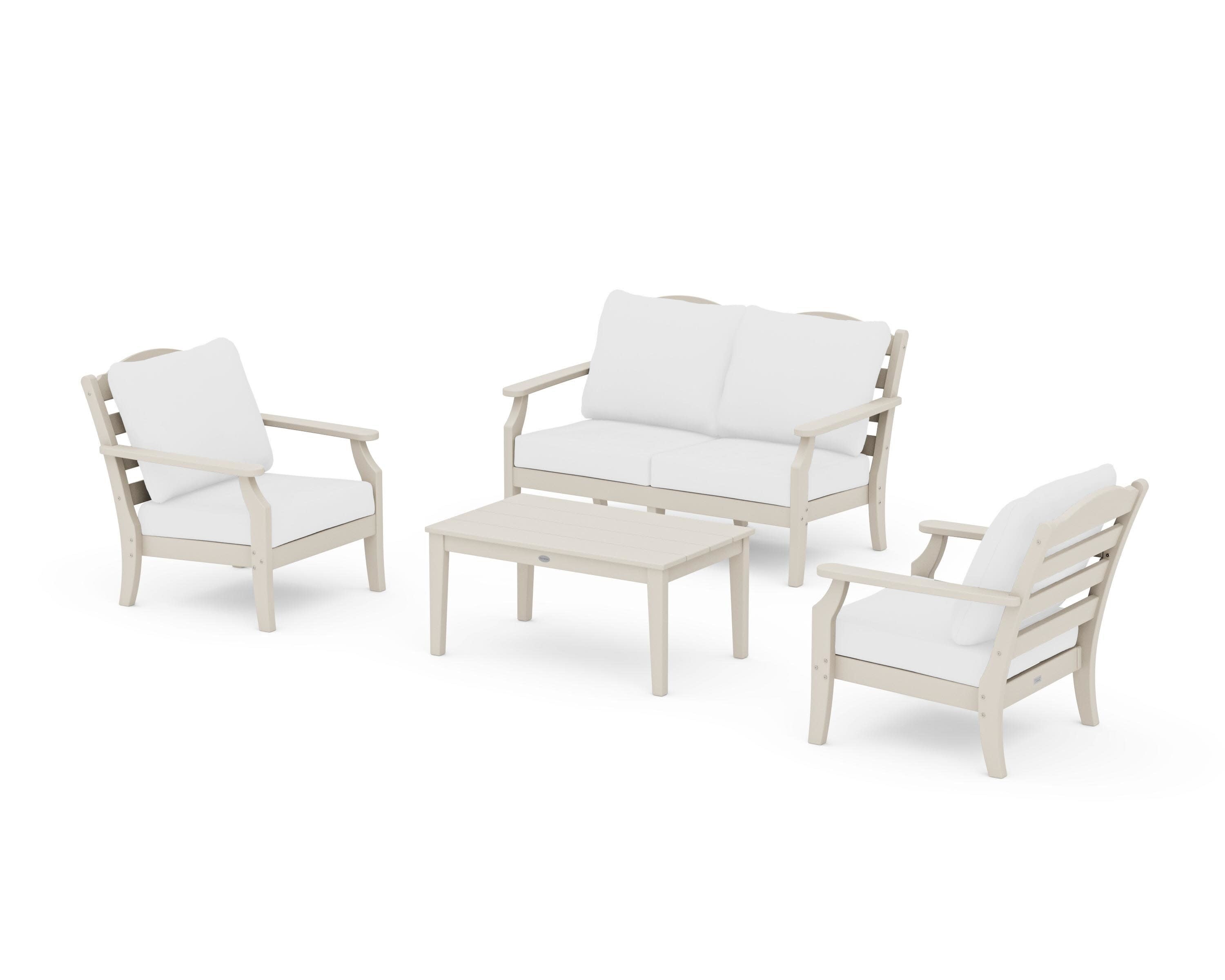 Savannah 4-Piece Deep Seating Set with Loveseat in Sand / Natural