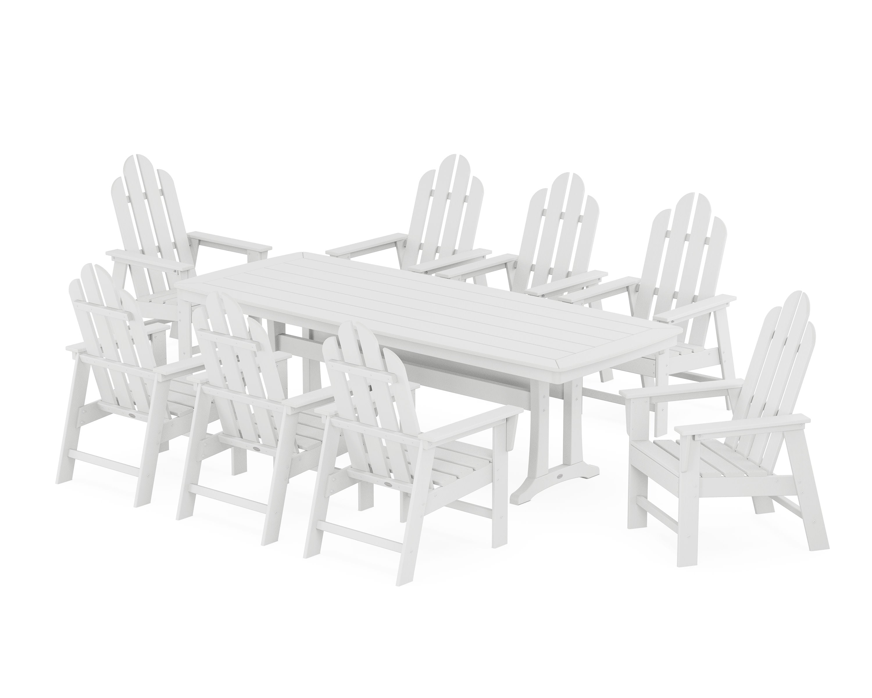 Long Island 9-Piece Dining Set with Trestle Legs in White
