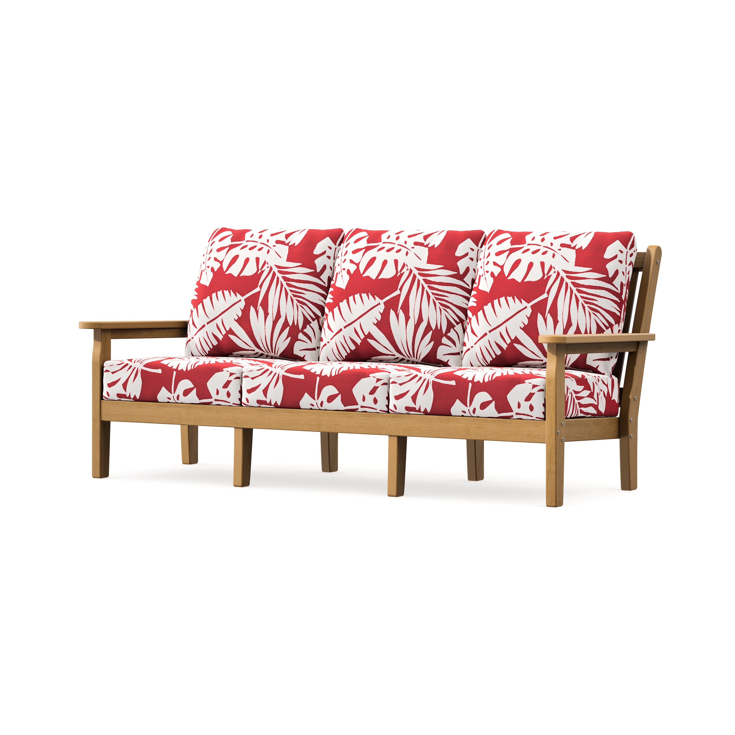 Chippendale Deep Seating Sofa in Natural / Leaf Crimson