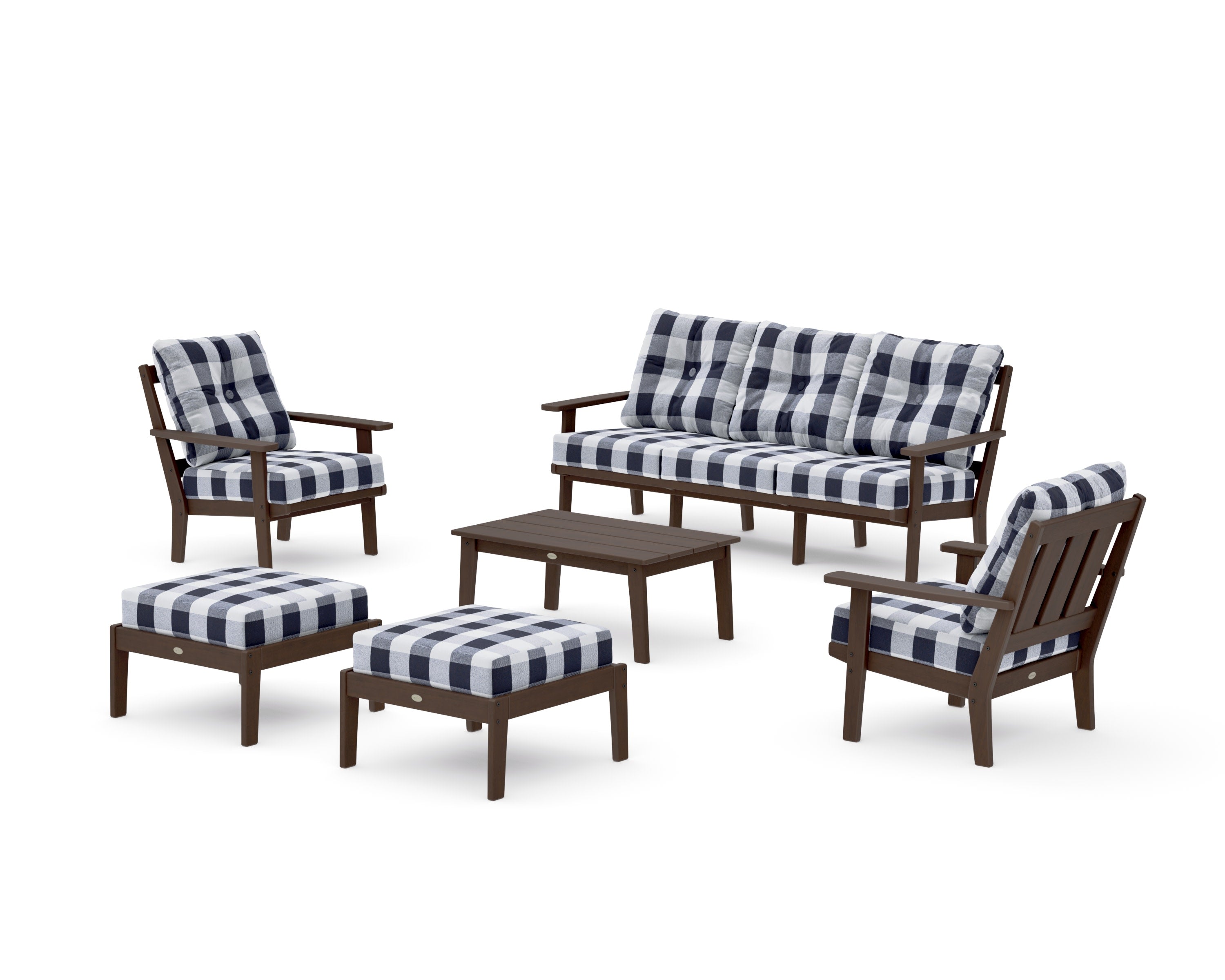 Oxford 6-Piece Lounge Sofa Set in Kona / Buffalo Plaid Navy