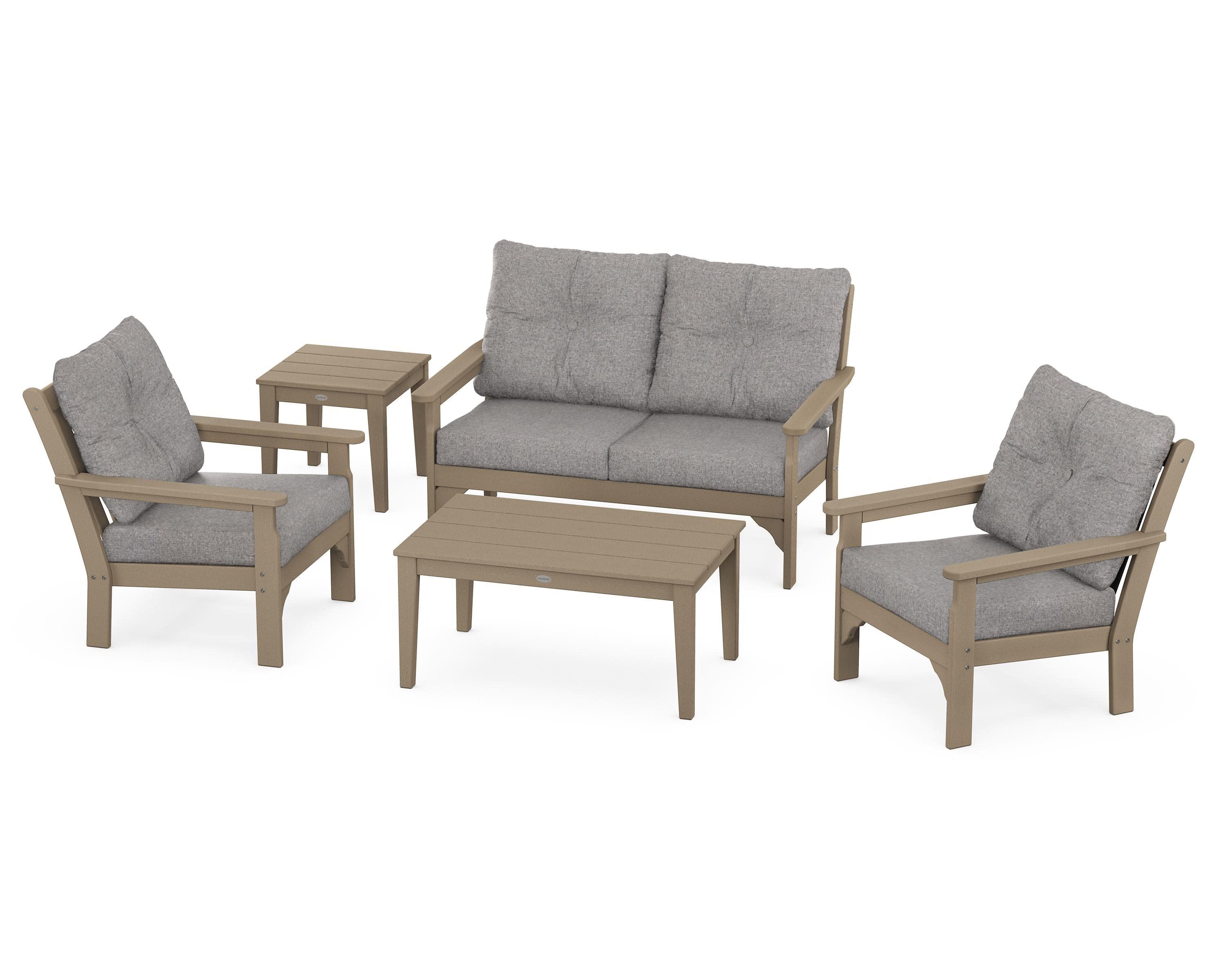 Vineyard 5-Piece Deep Seating Set in Vintage Sahara / Grey Mist