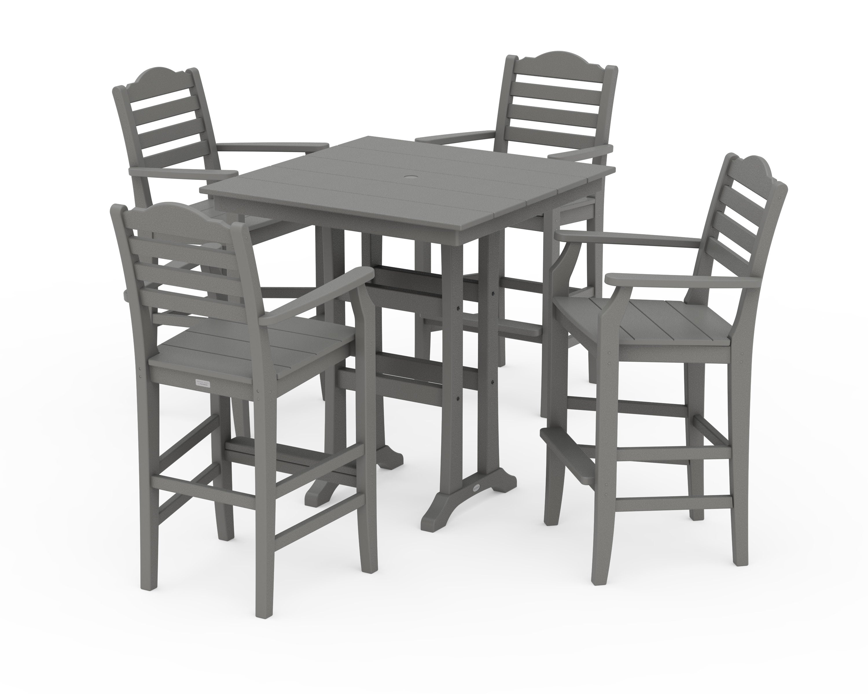 Savannah 5-Piece Farmhouse Bar Set with Trestle Legs in Slate Grey