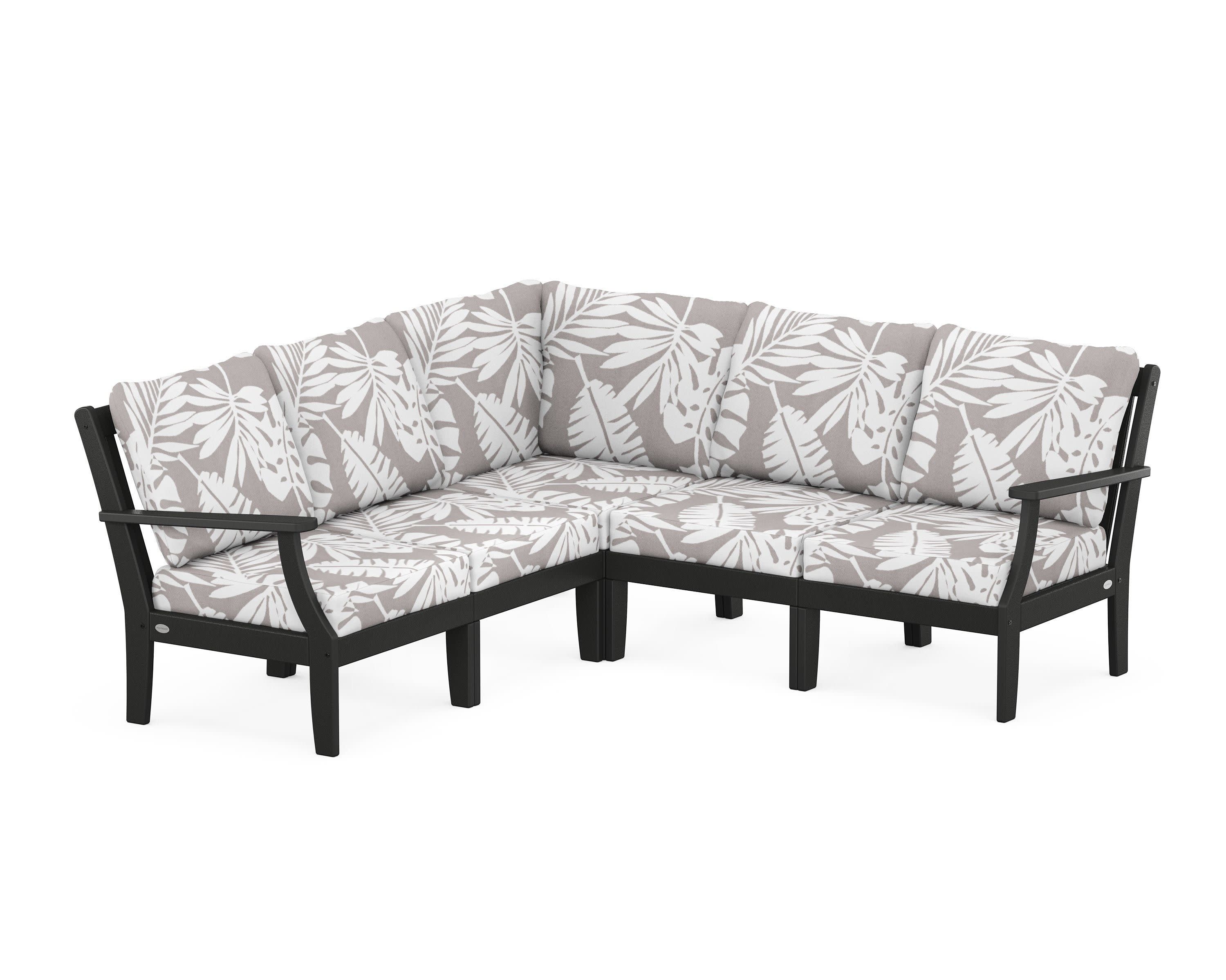 Braxton Modular 5-Piece Deep Seating Set in Black / Leaf Grey Mist
