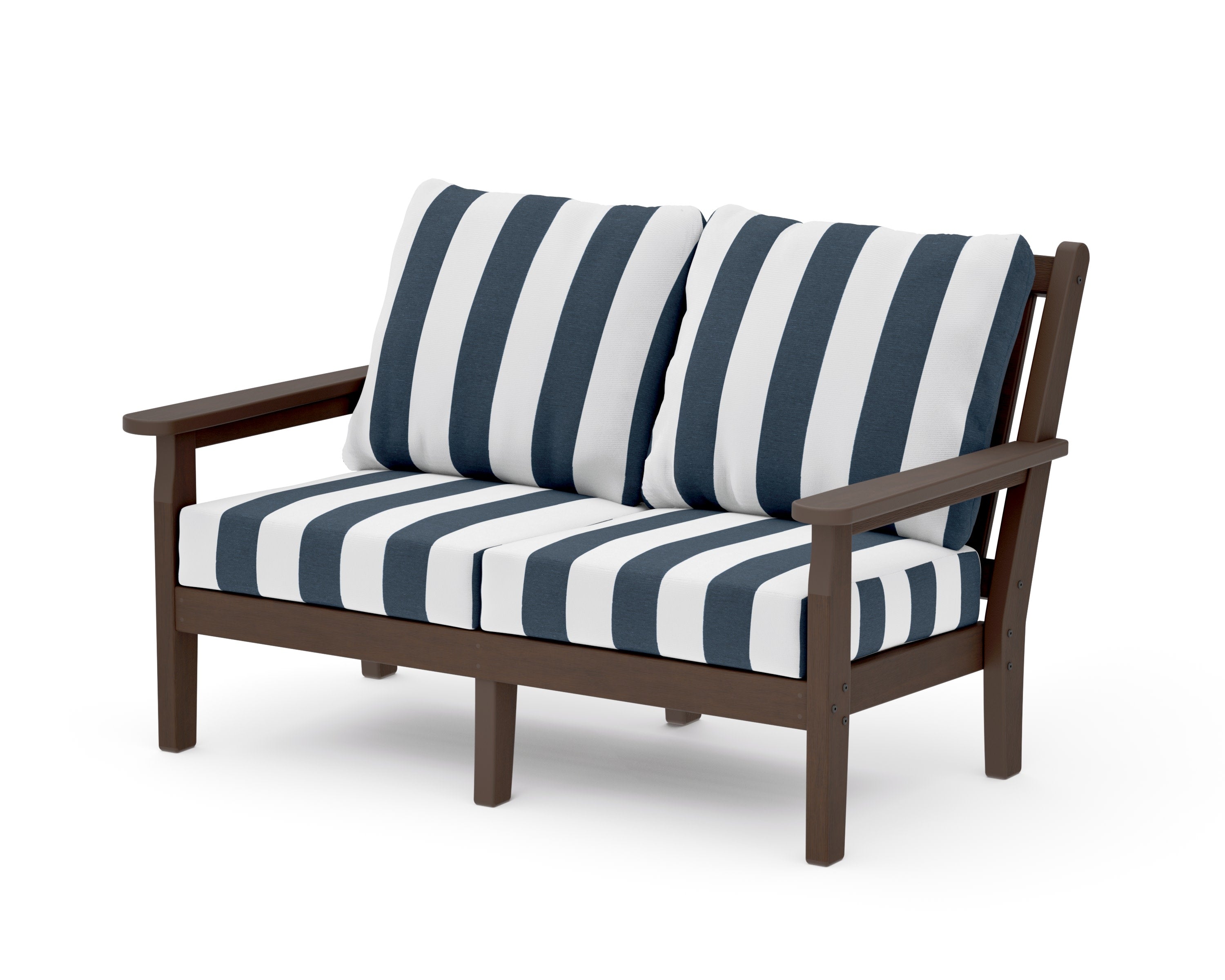 Chippendale Deep Seating Loveseat in Kona / Cabana Stripe Marine Indigo