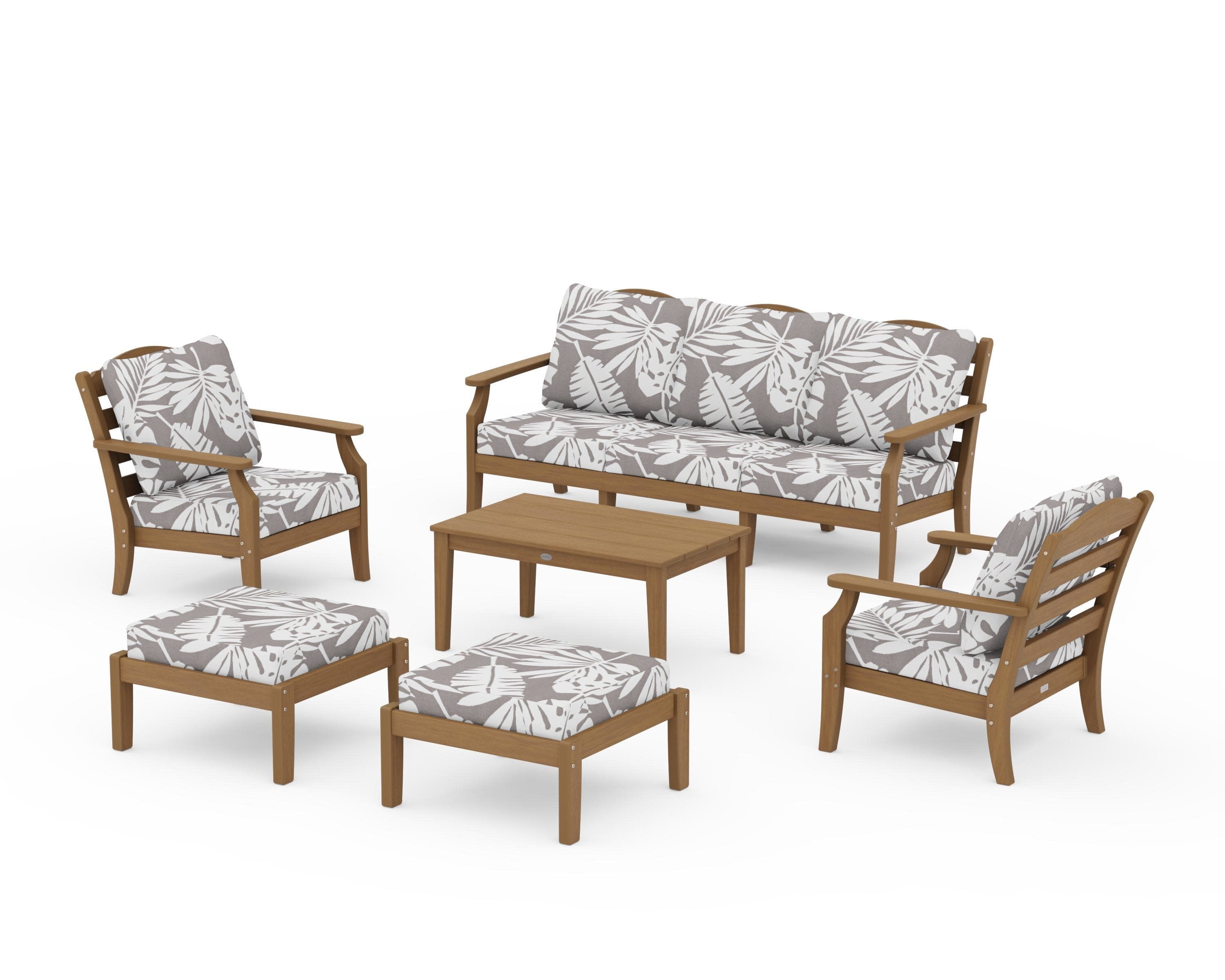 Savannah 6-Piece Lounge Sofa Set in Natural / Leaf Grey Mist