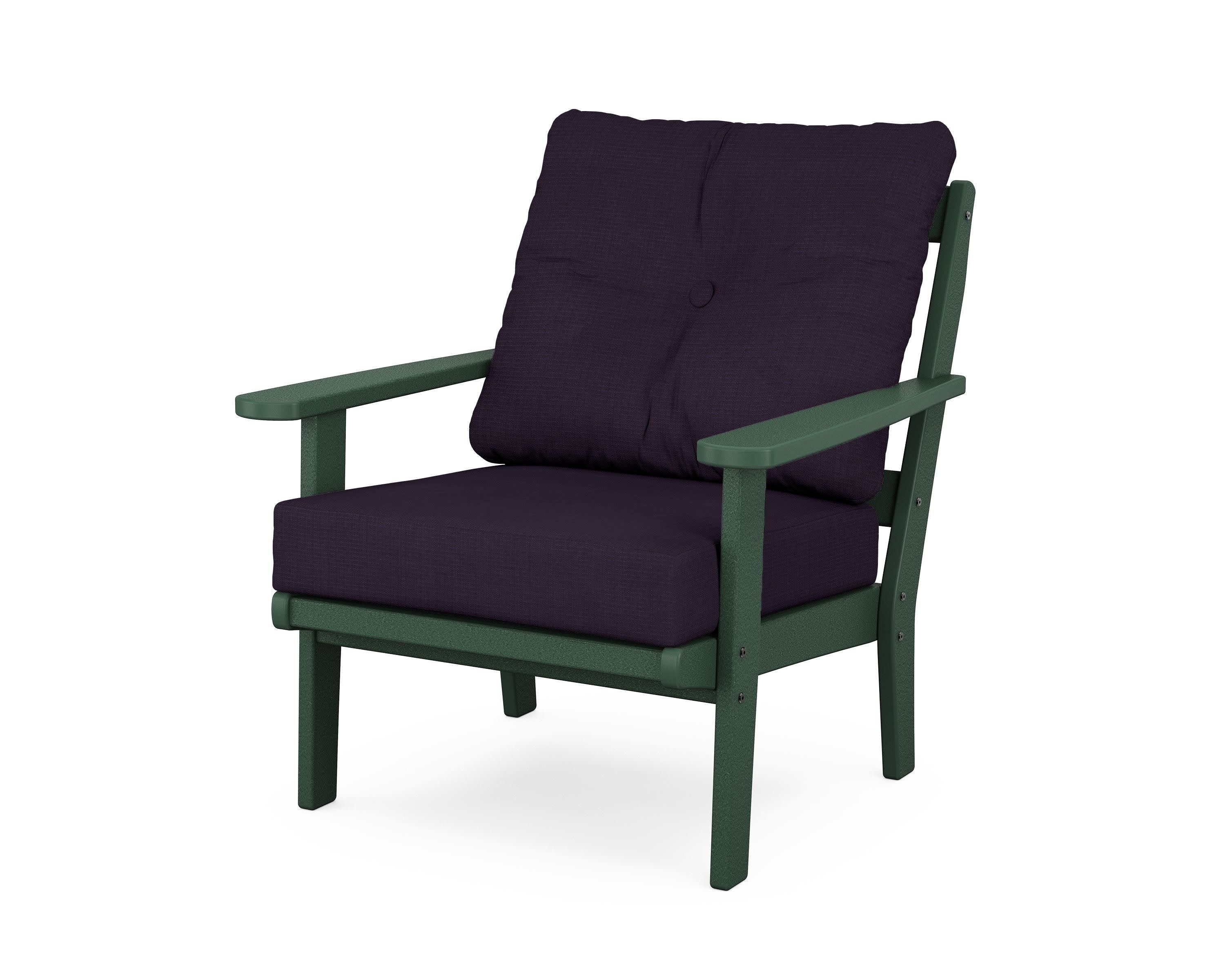 Mission Deep Seating Chair in Green / Navy Linen