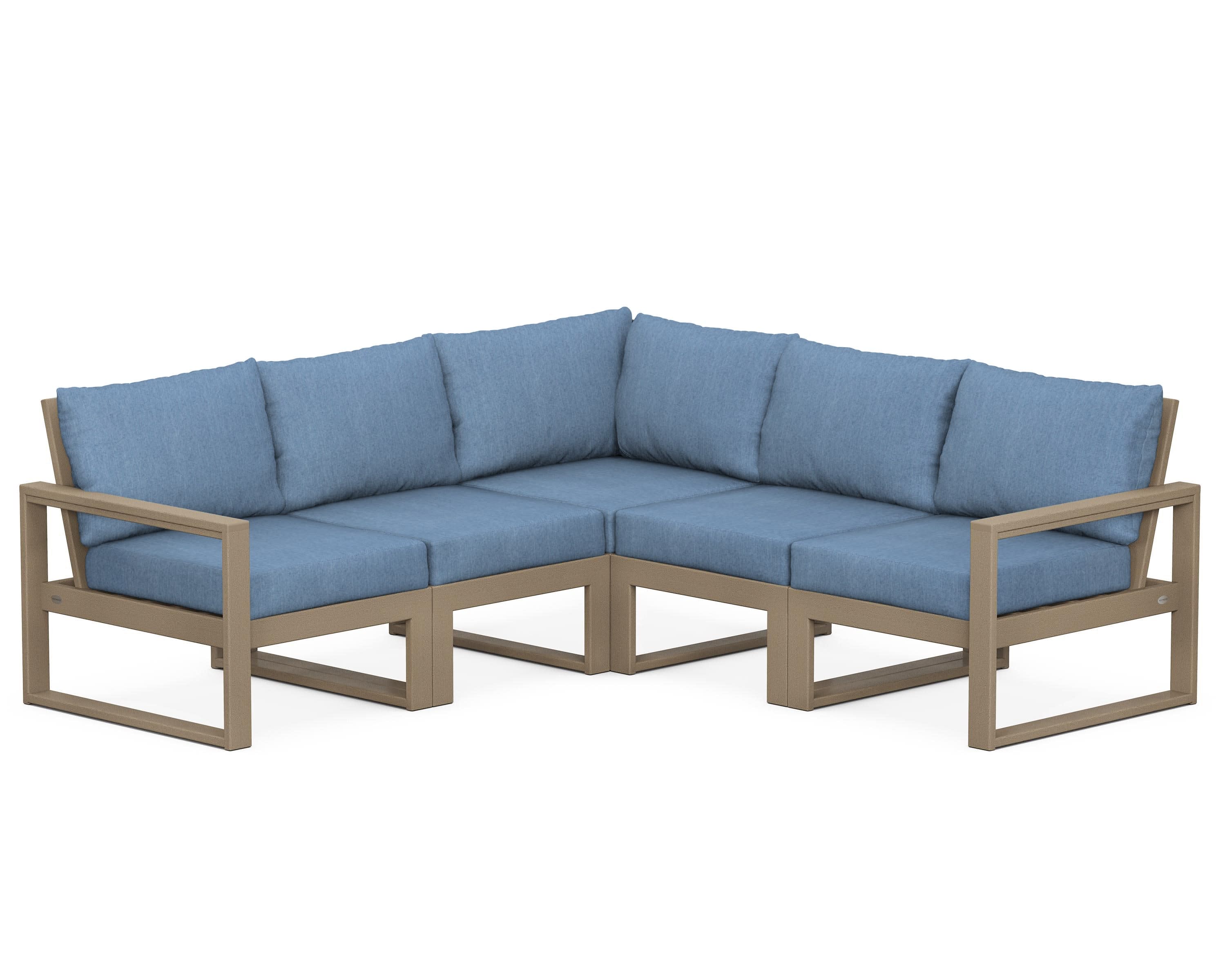 EDGE 5-Piece Modular Deep Seating Set in Vintage Sahara / Sky Blue
