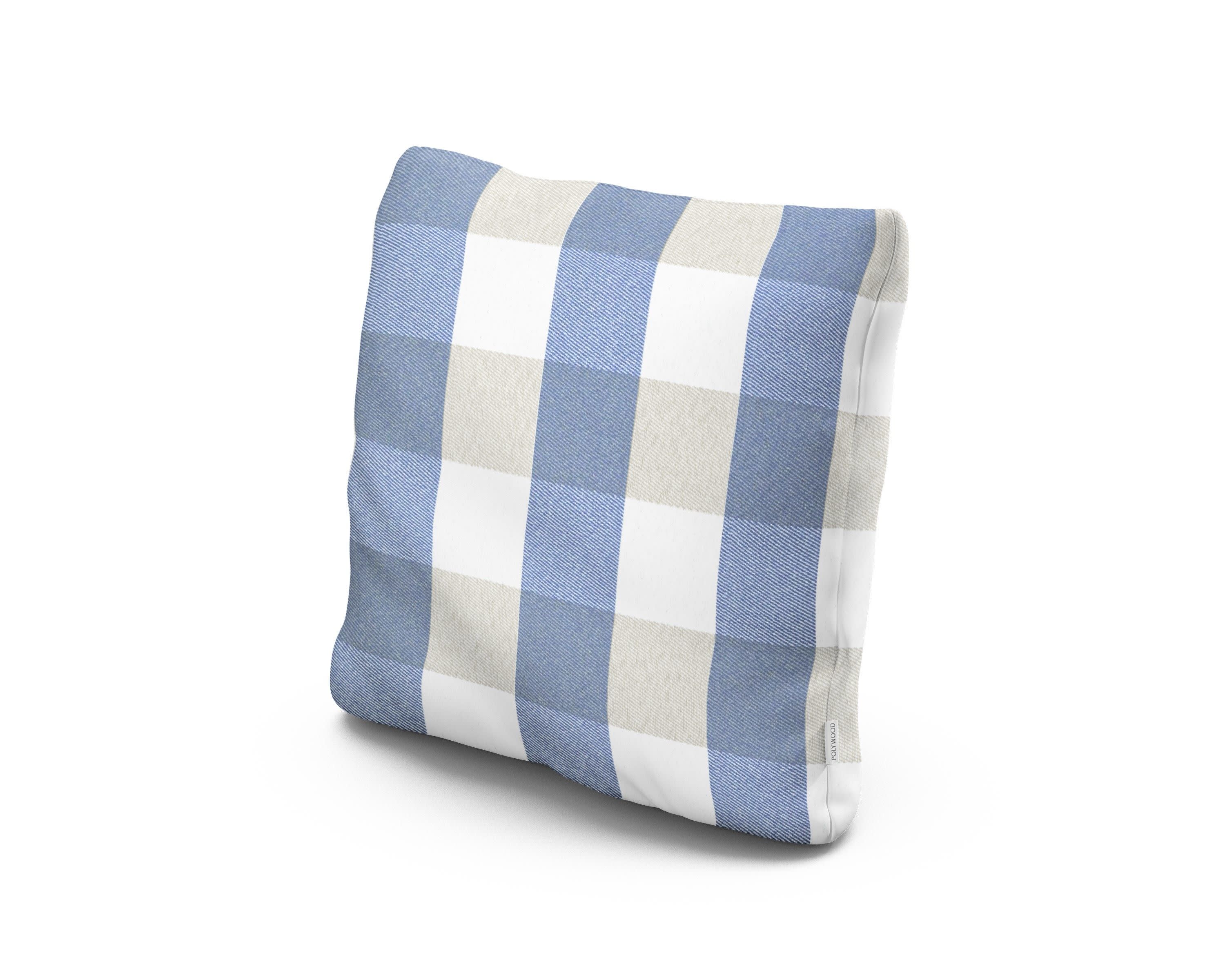 18" Outdoor Throw Pillow in Buffalo Plaid Sky Blue