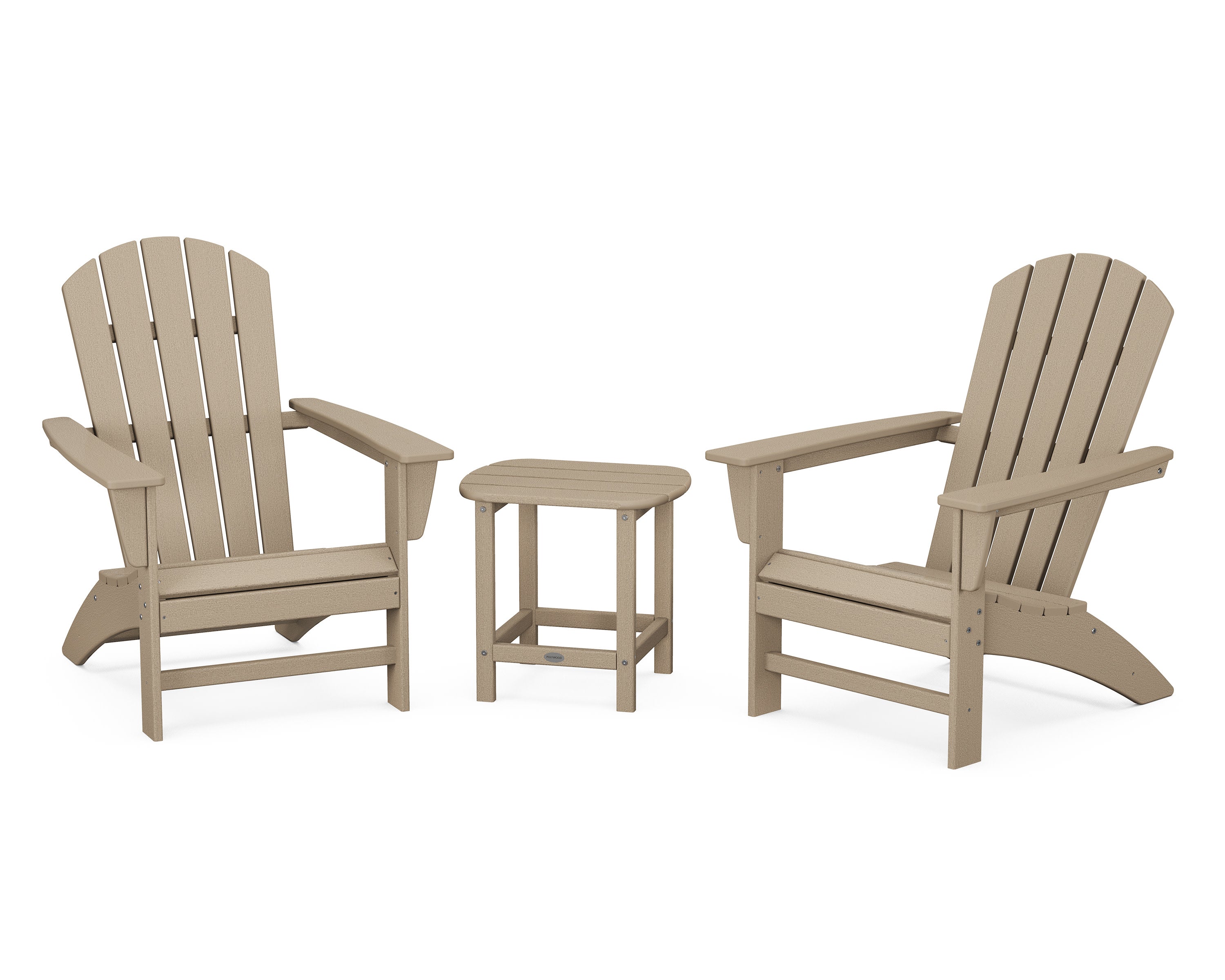 Nautical 3-Piece Adirondack Set with South Beach 18" Side Table in Vintage Sahara