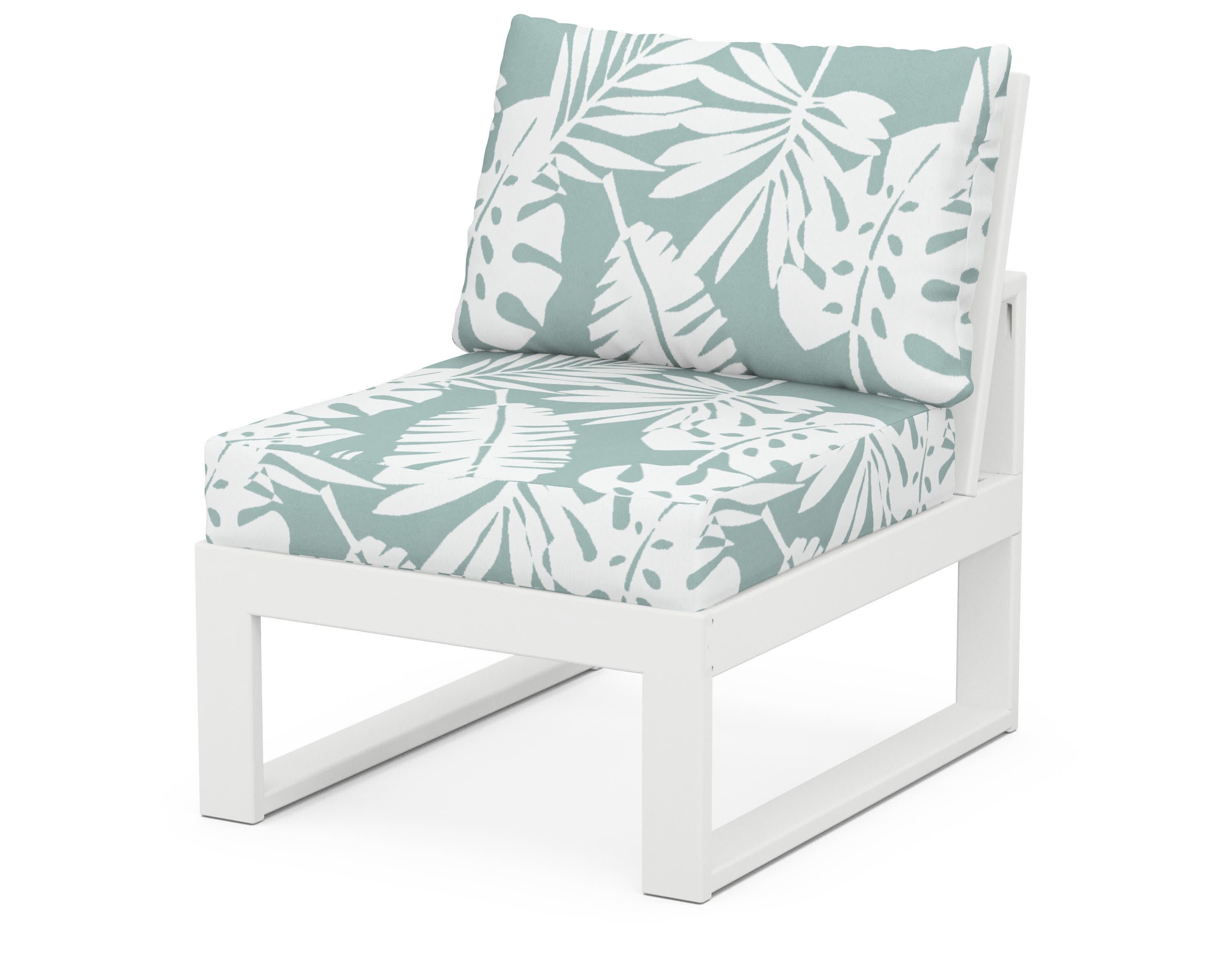 Modular Armless Chair in White / Leaf Glacier Spa