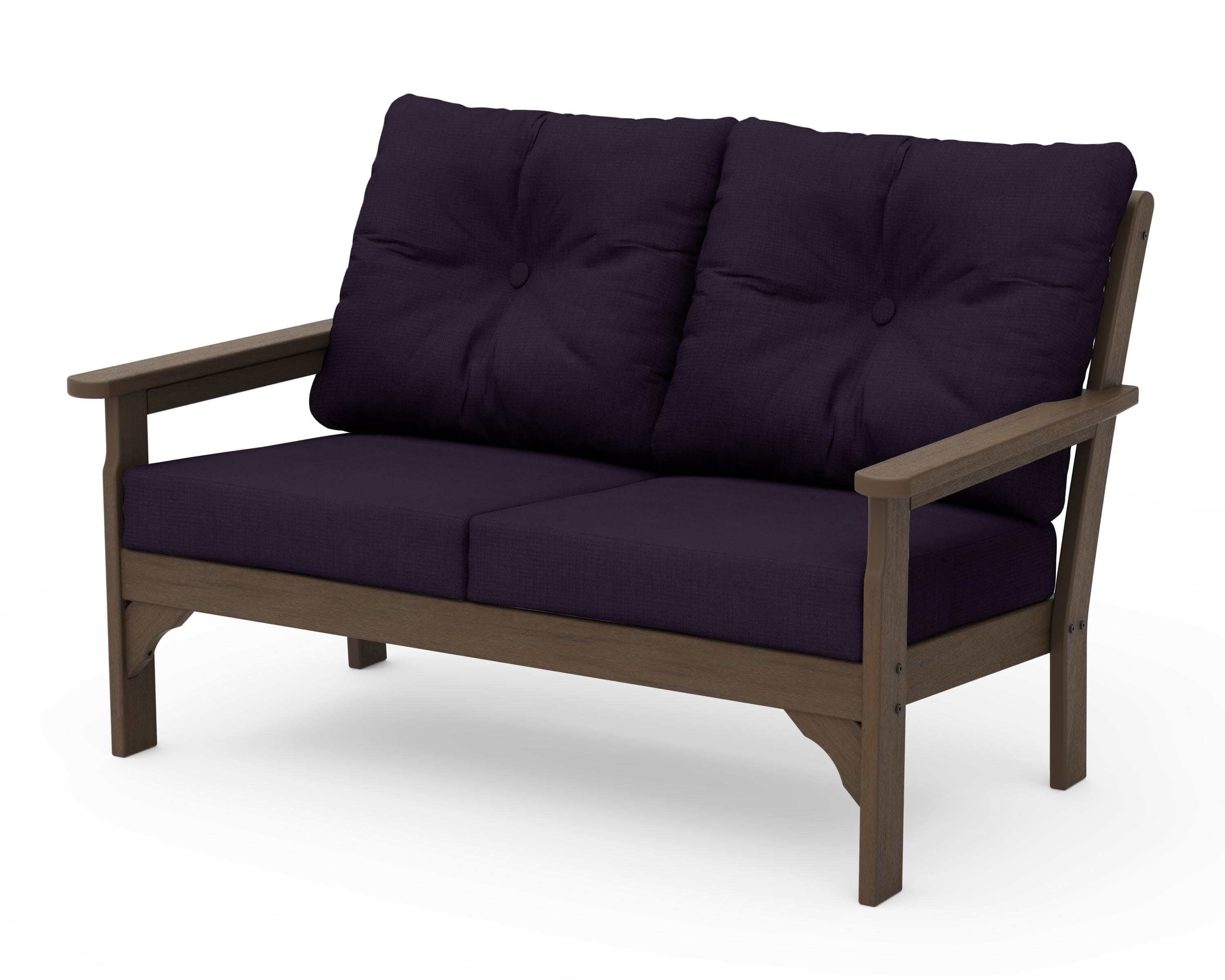 Vineyard Deep Seating Loveseat in Kona / Navy Linen
