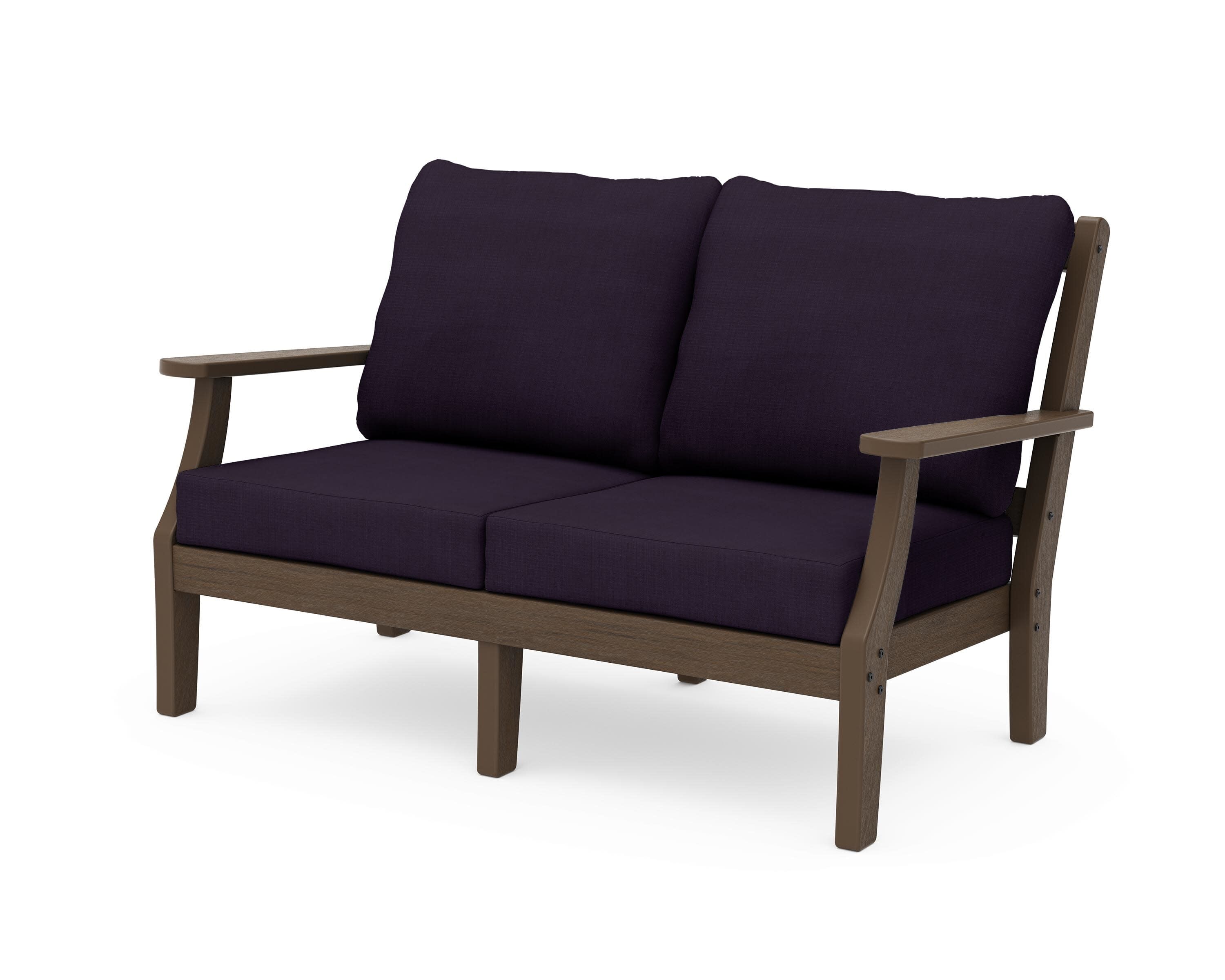 Chinoiserie Deep Seating Loveseat in Kona / Navy Linen