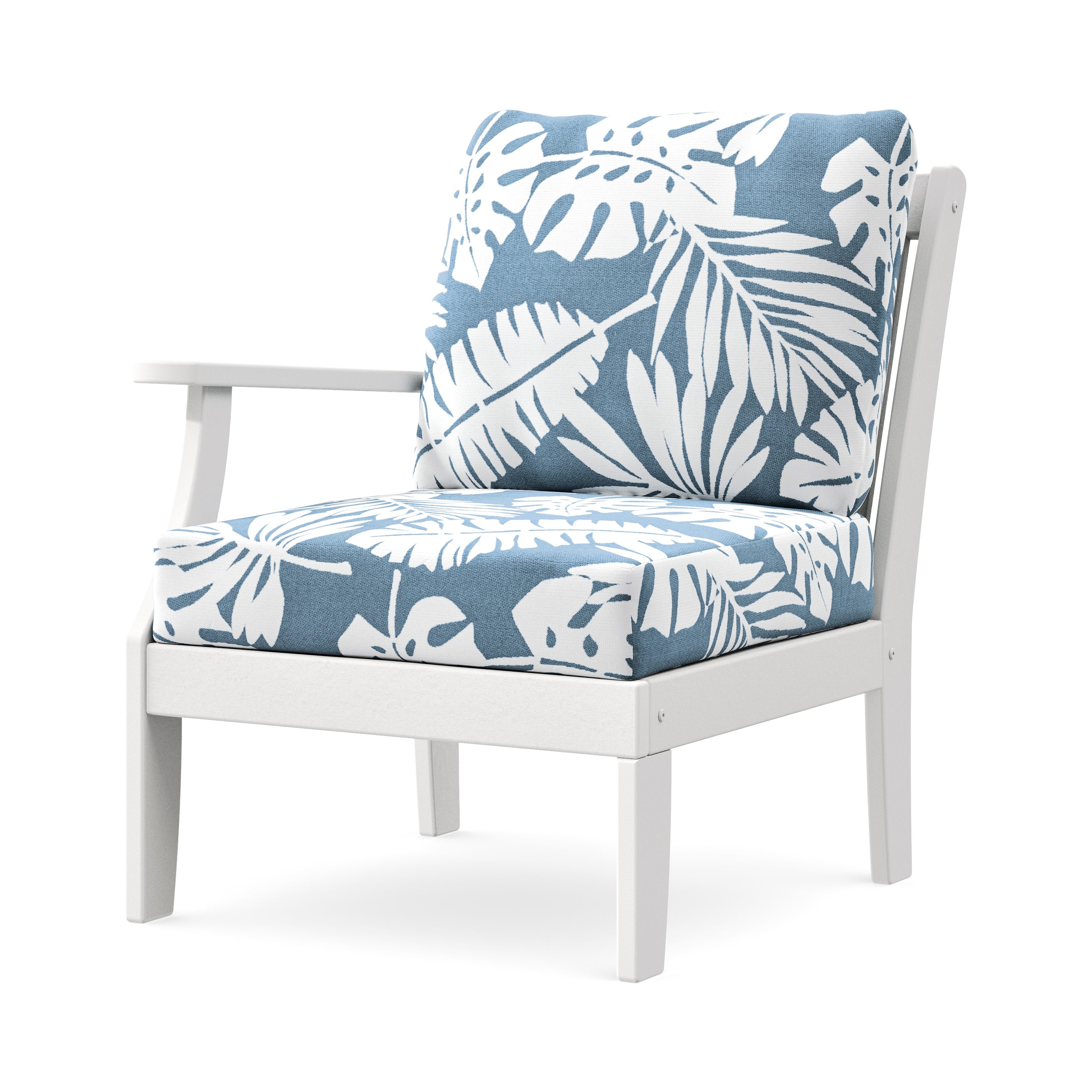 Braxton Modular Left Arm Chair in White / Leaf Sky Blue