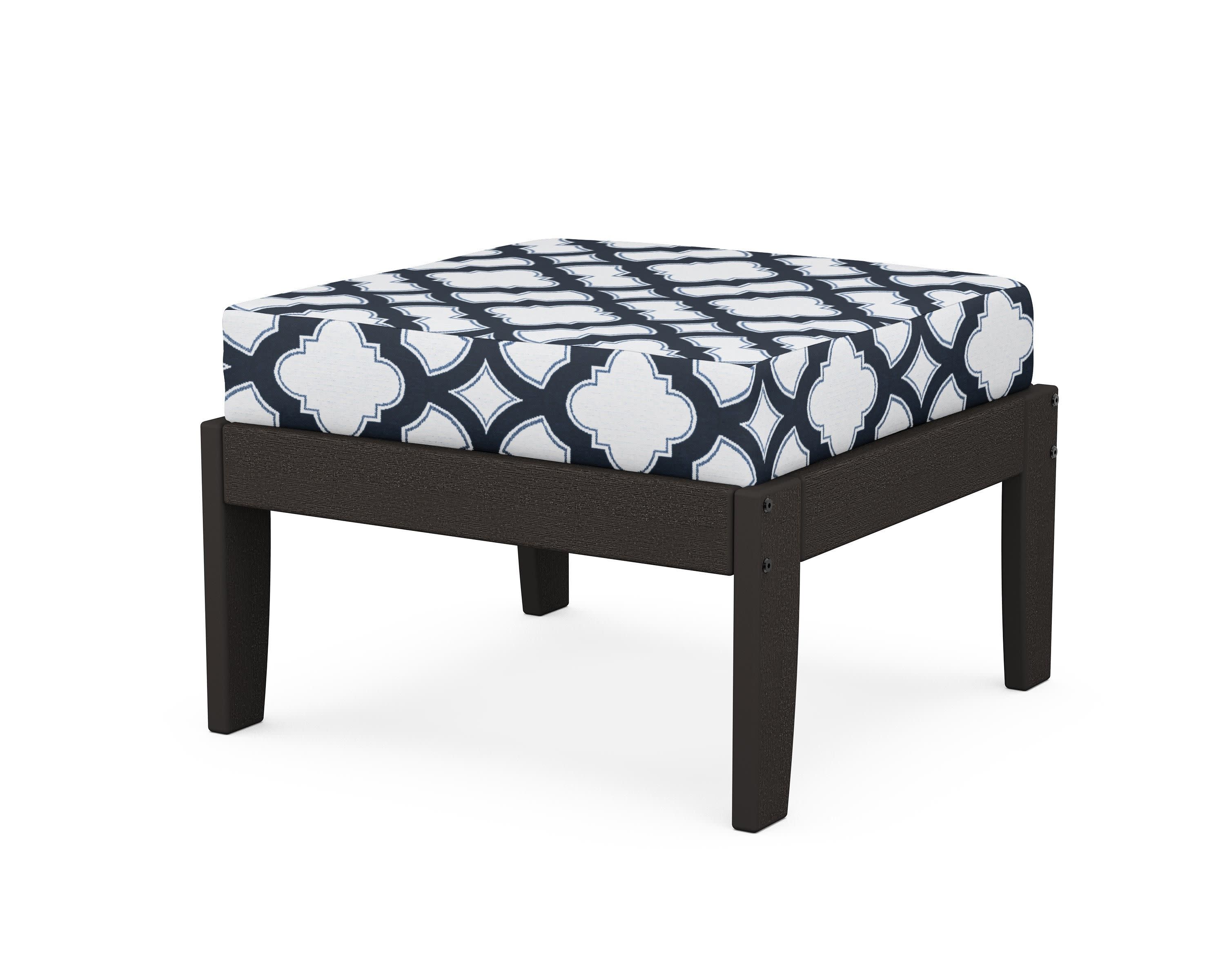 Modular Ottoman - Classic in Vintage Coffee / Trellis Marine Indigo