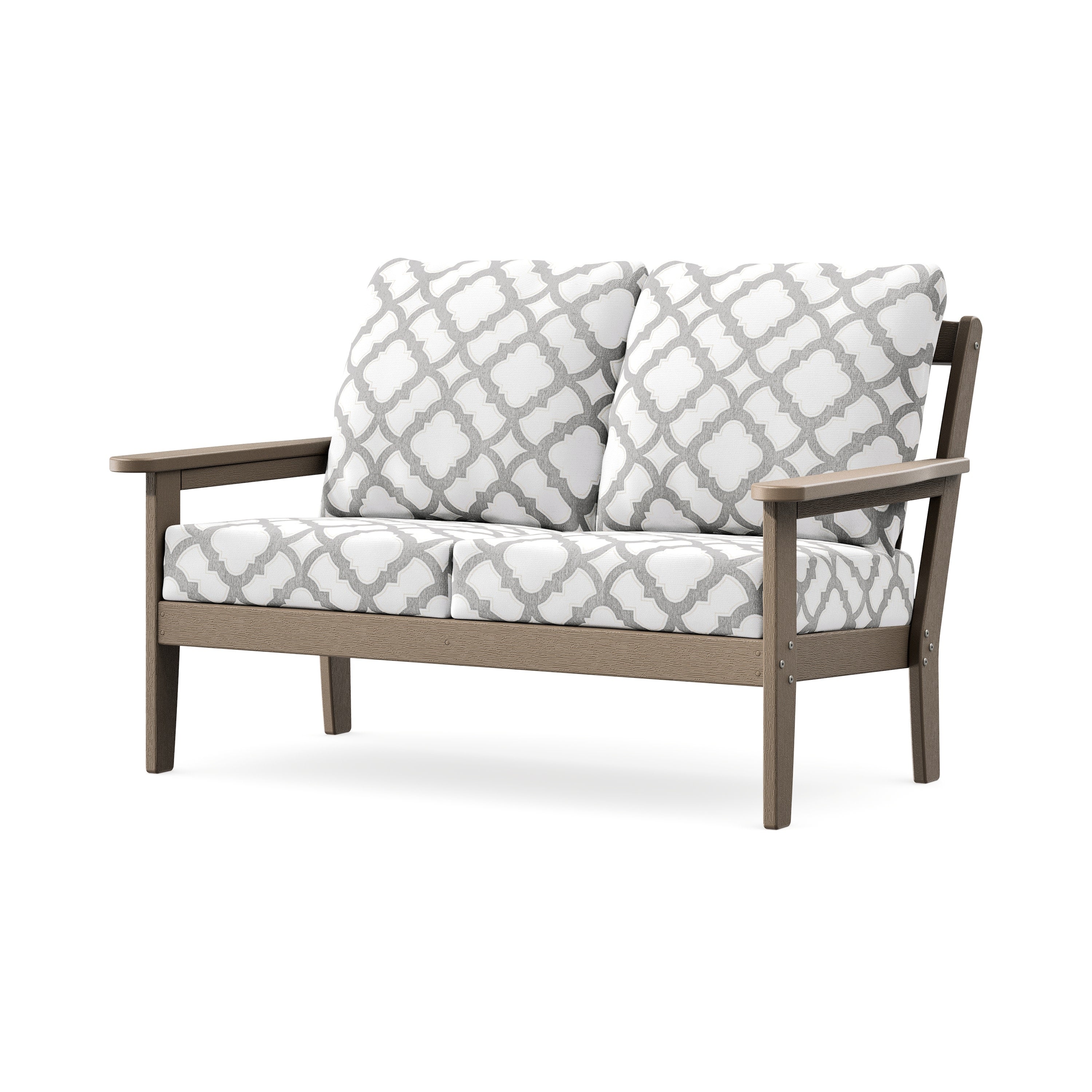 Cottage Deep Seating Loveseat in Vintage Sahara / Trellis Grey Mist