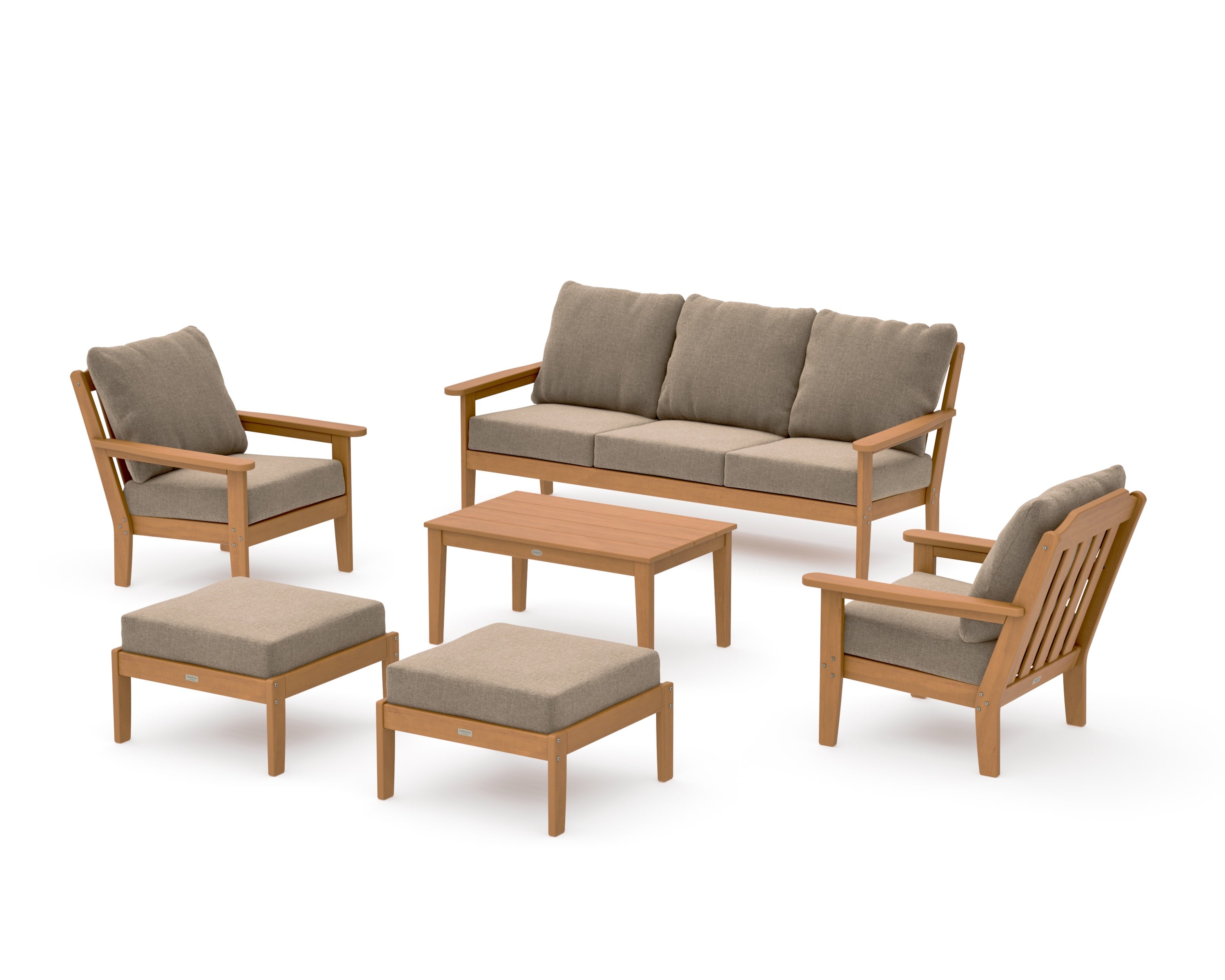 Cottage 6-Piece Lounge Sofa Set in Natural / Spiced Burlap