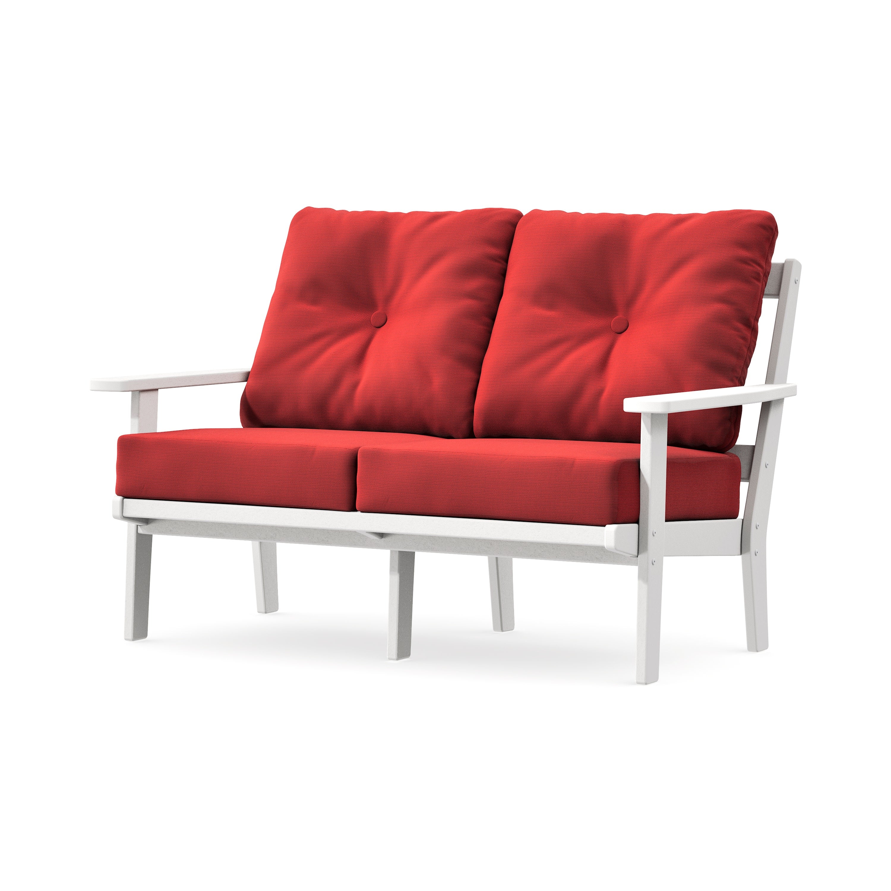 Prairie Deep SeatingLoveseat in White / Crimson Linen