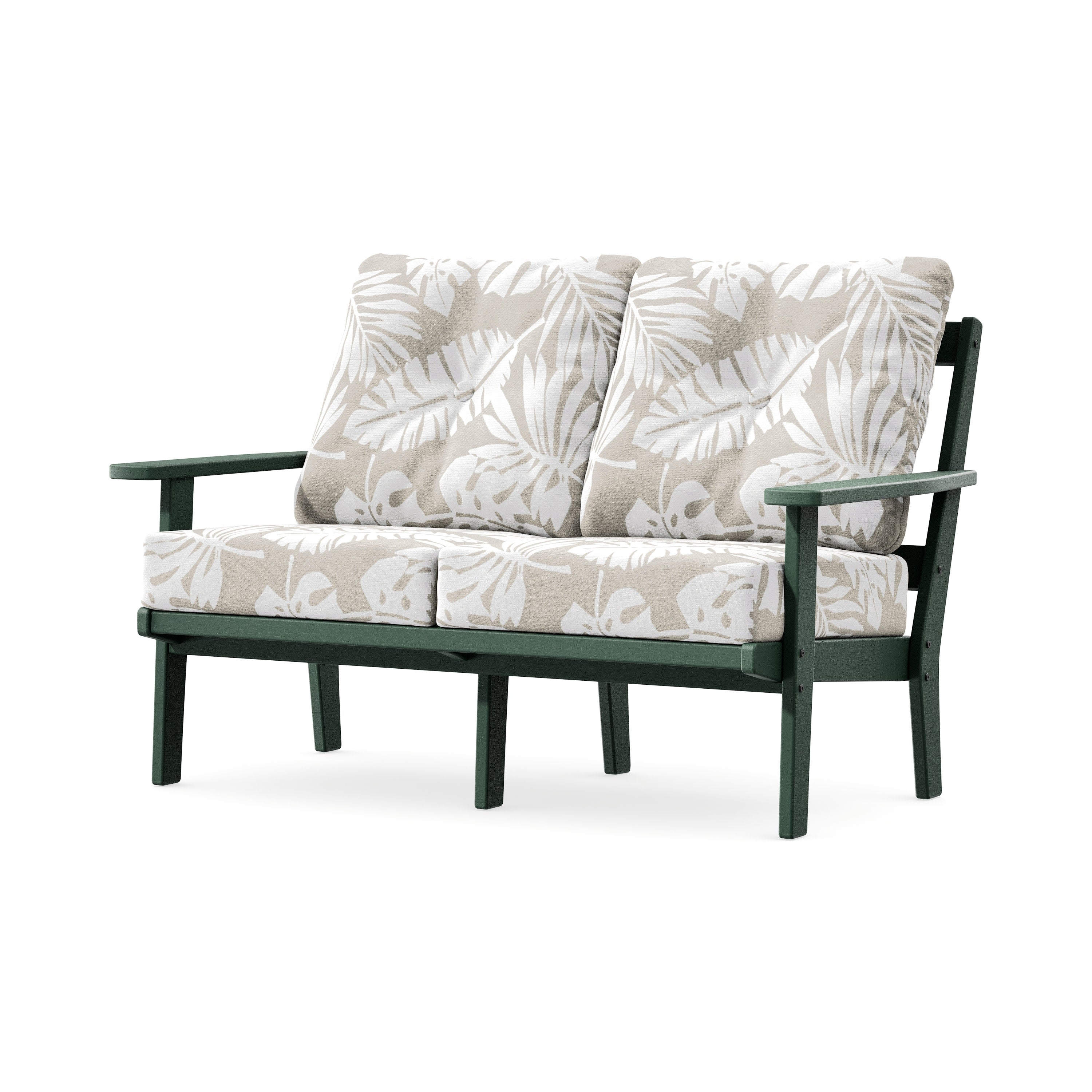 Prairie Deep SeatingLoveseat in Green / Leaf Dune Burlap