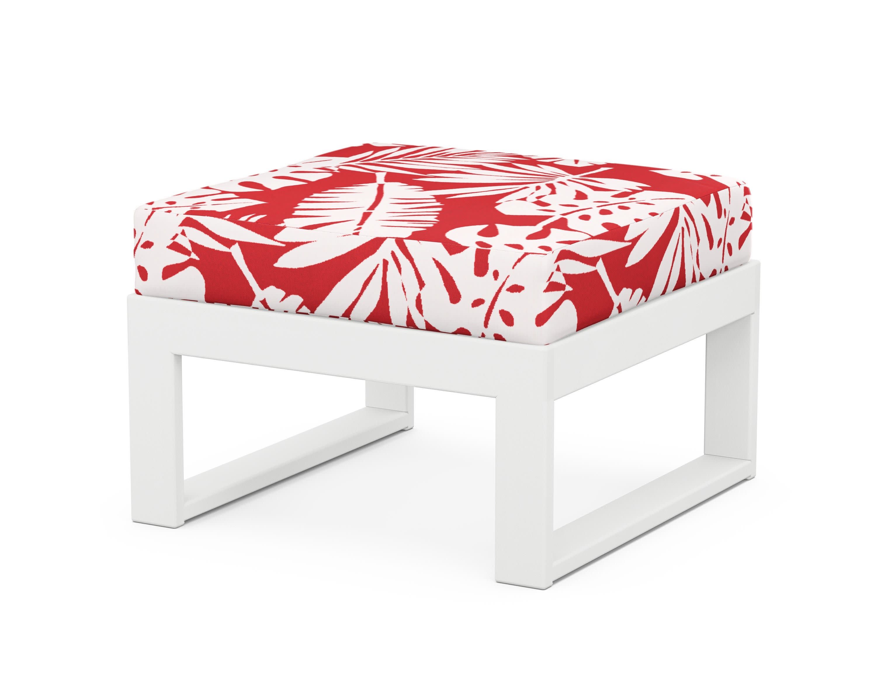 Modular Ottoman - Modern in White / Leaf Crimson