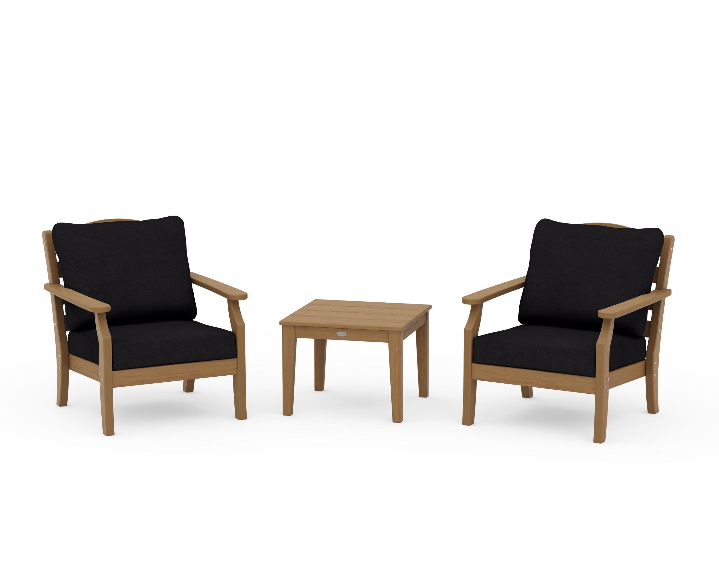 Savannah 3-Piece Deep Seating Set in Natural / Midnight Linen