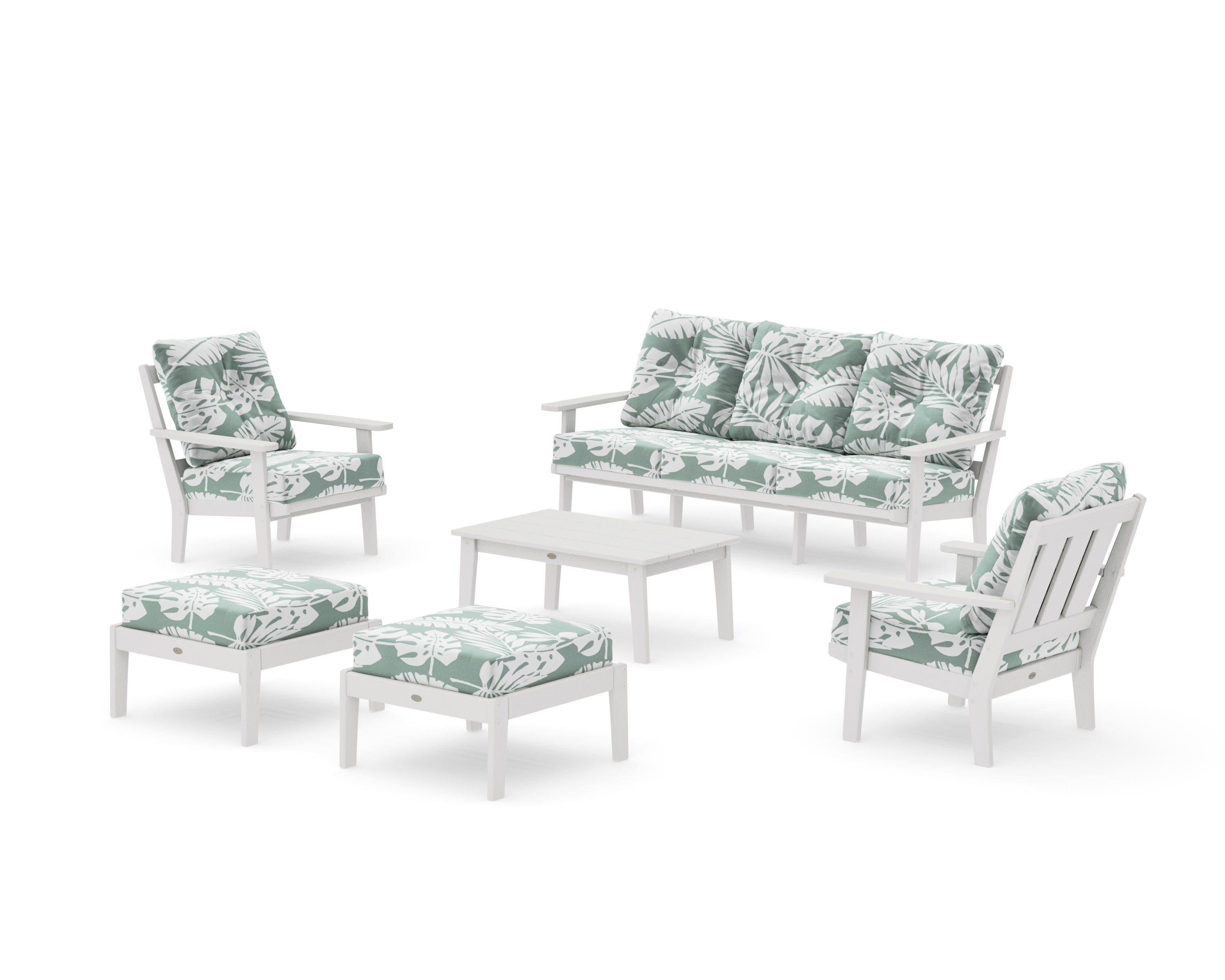 Oxford 6-Piece Lounge Sofa Set in Vintage White / Leaf Glacier Spa