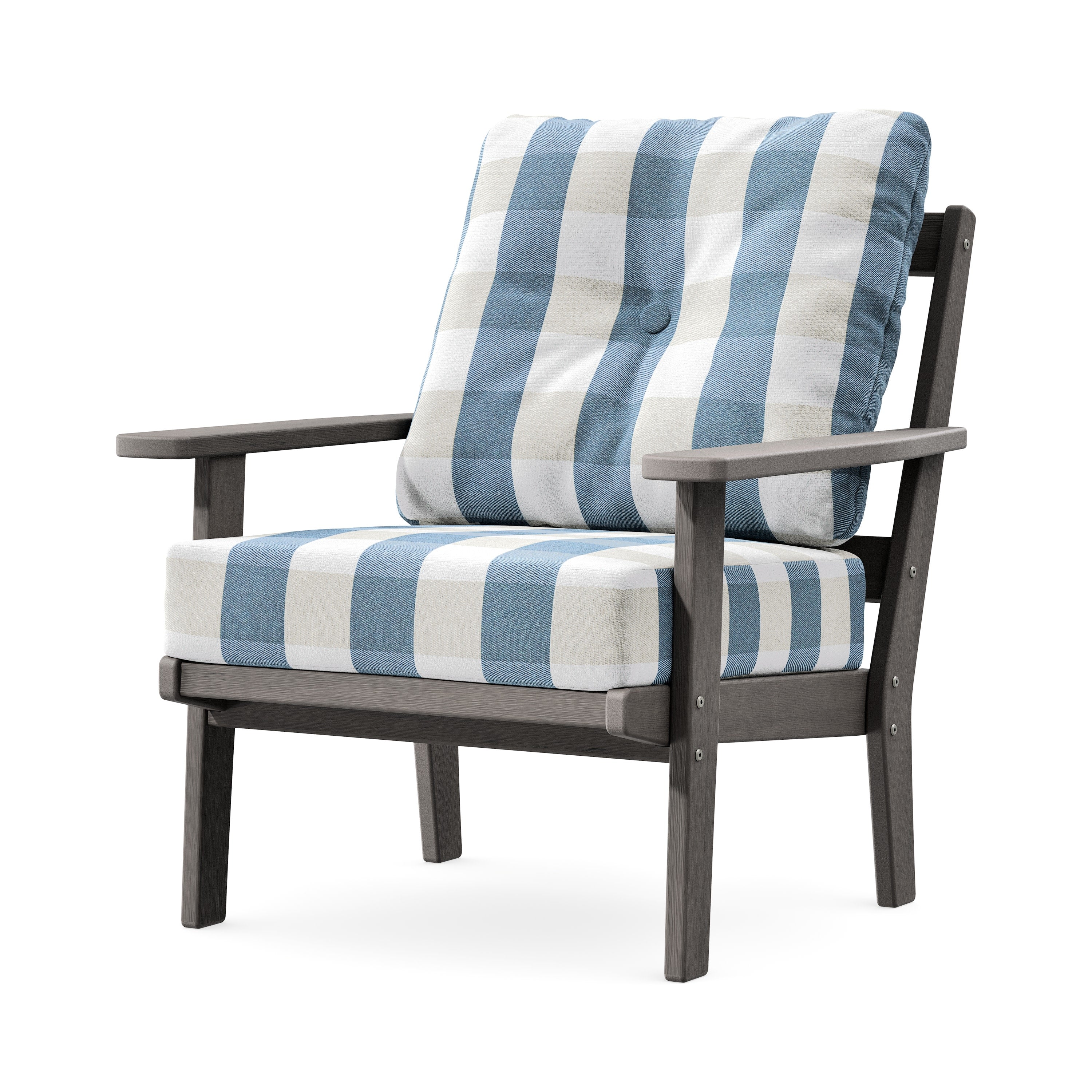Prairie Deep Seating Chair in Driftwood / Buffalo Plaid Sky Blue