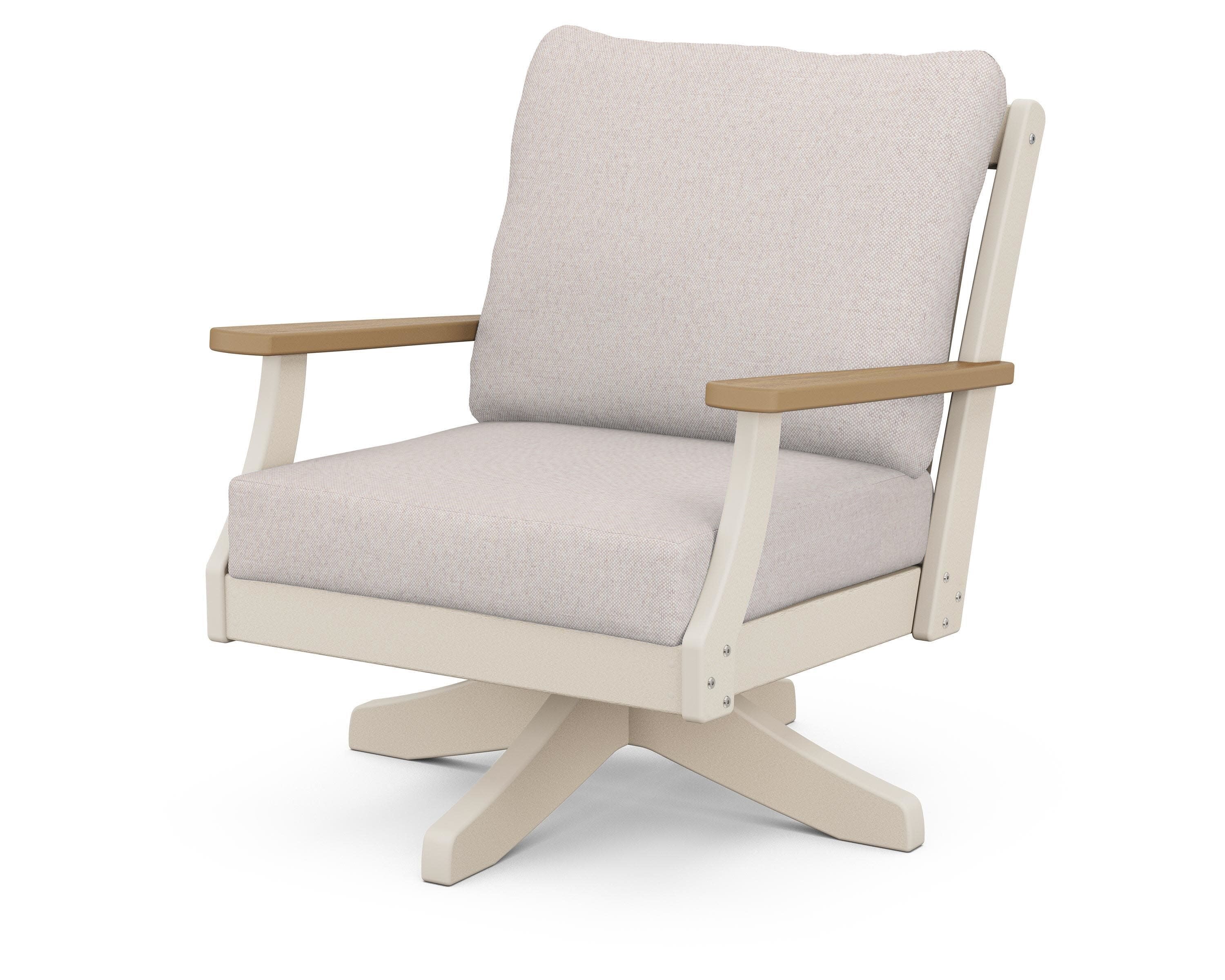 Braxton Deep Seating Swivel Chair in Sand / Natural / Dune Burlap