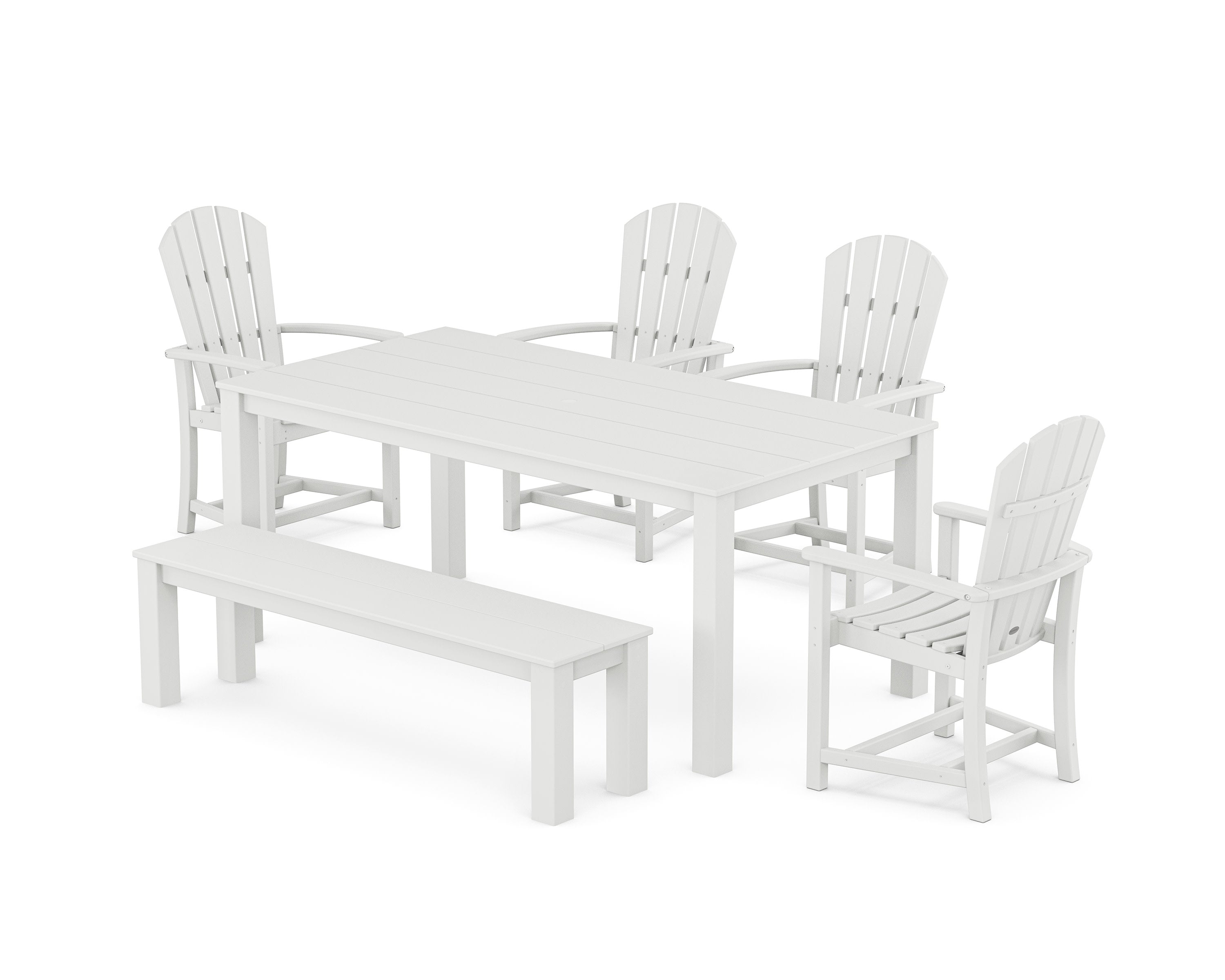 Palm Coast 6-Piece Parsons Dining Set with Bench in White
