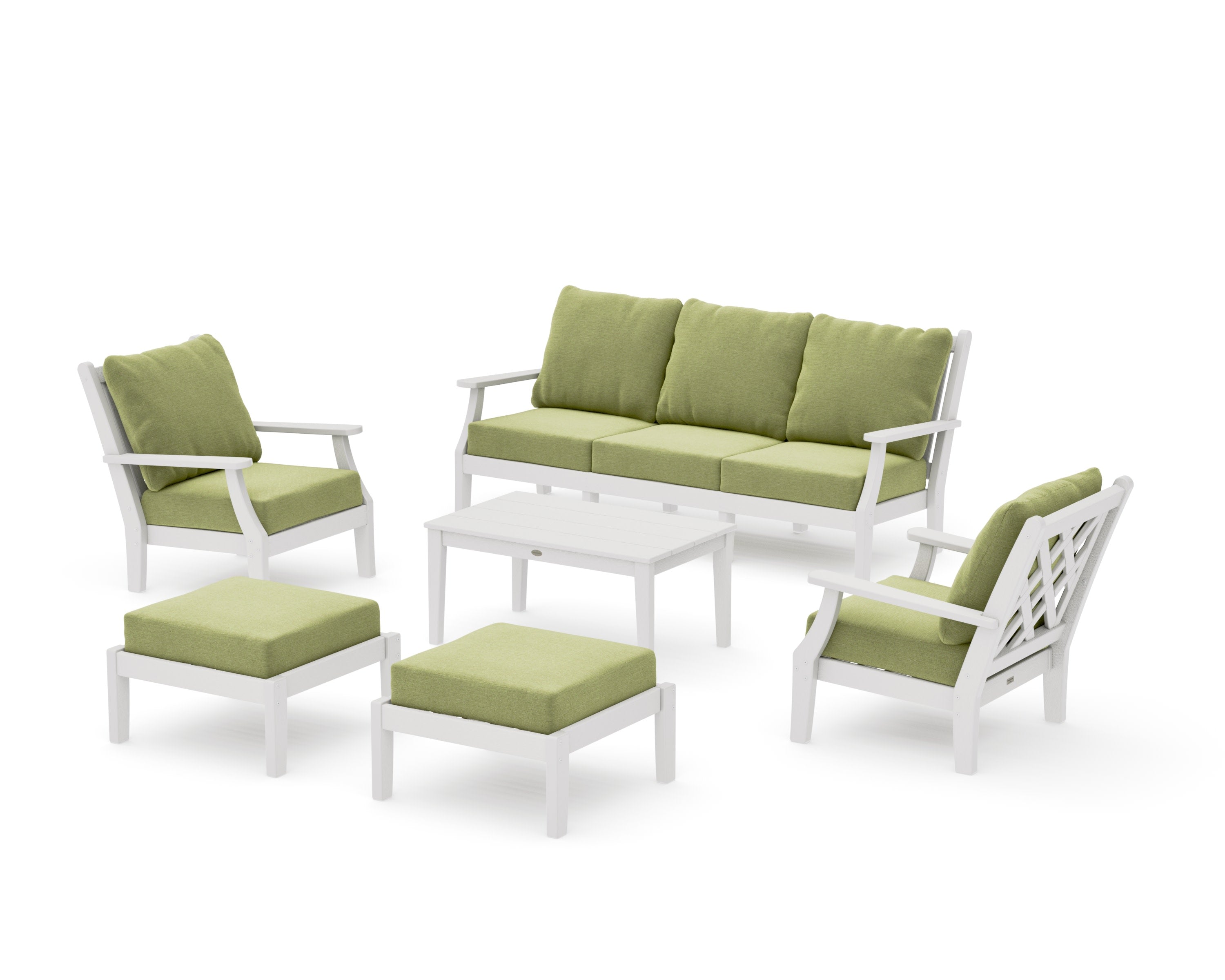 Wovendale 6-Piece Lounge Sofa Set in Vintage White / Chartreuse Boucle