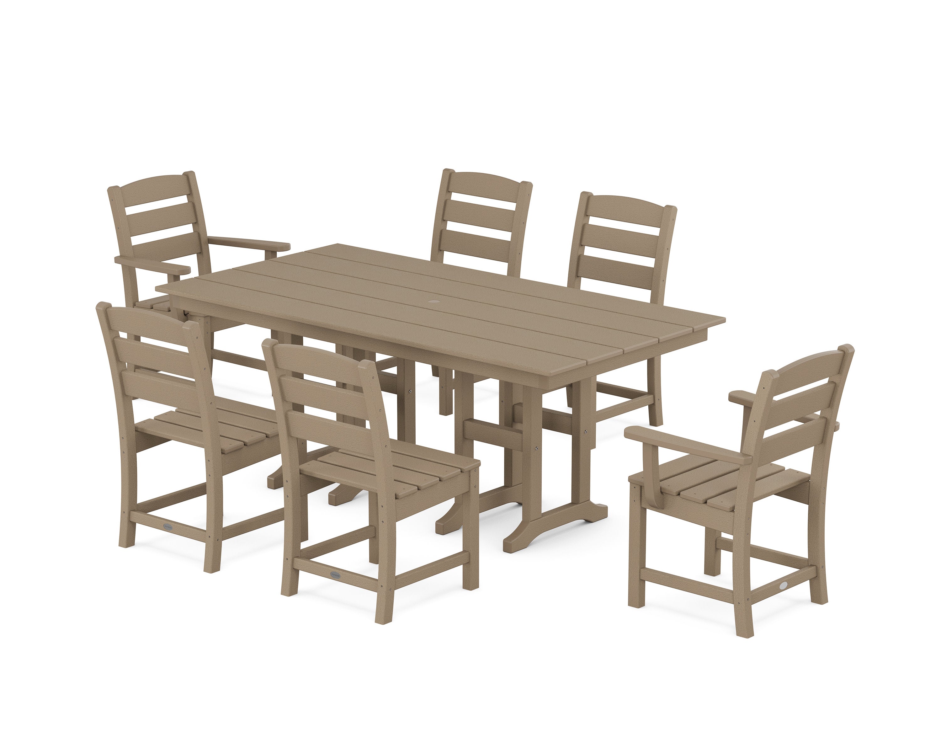 Lakeside 7-Piece Farmhouse Dining Set in Vintage Sahara