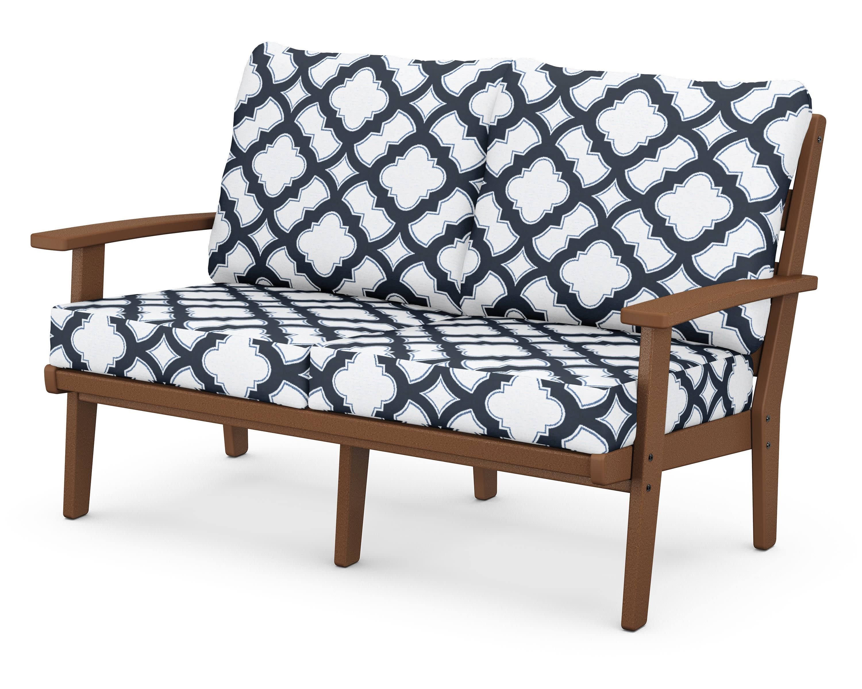 Grant Park Deep Seating Loveseat in Teak / Trellis Marine Indigo