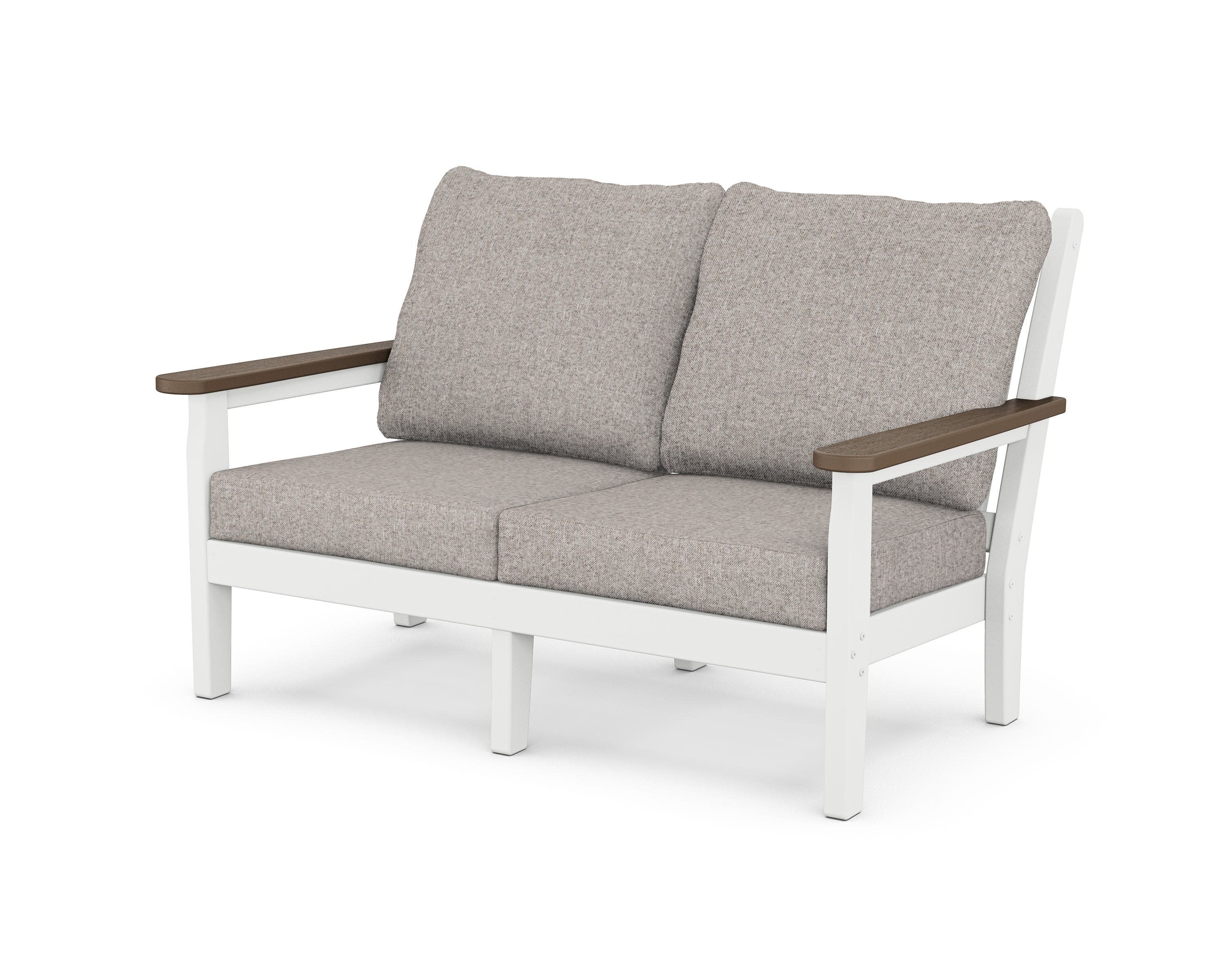 Chippendale Deep Seating Loveseat in White / Kona / Weathered Tweed