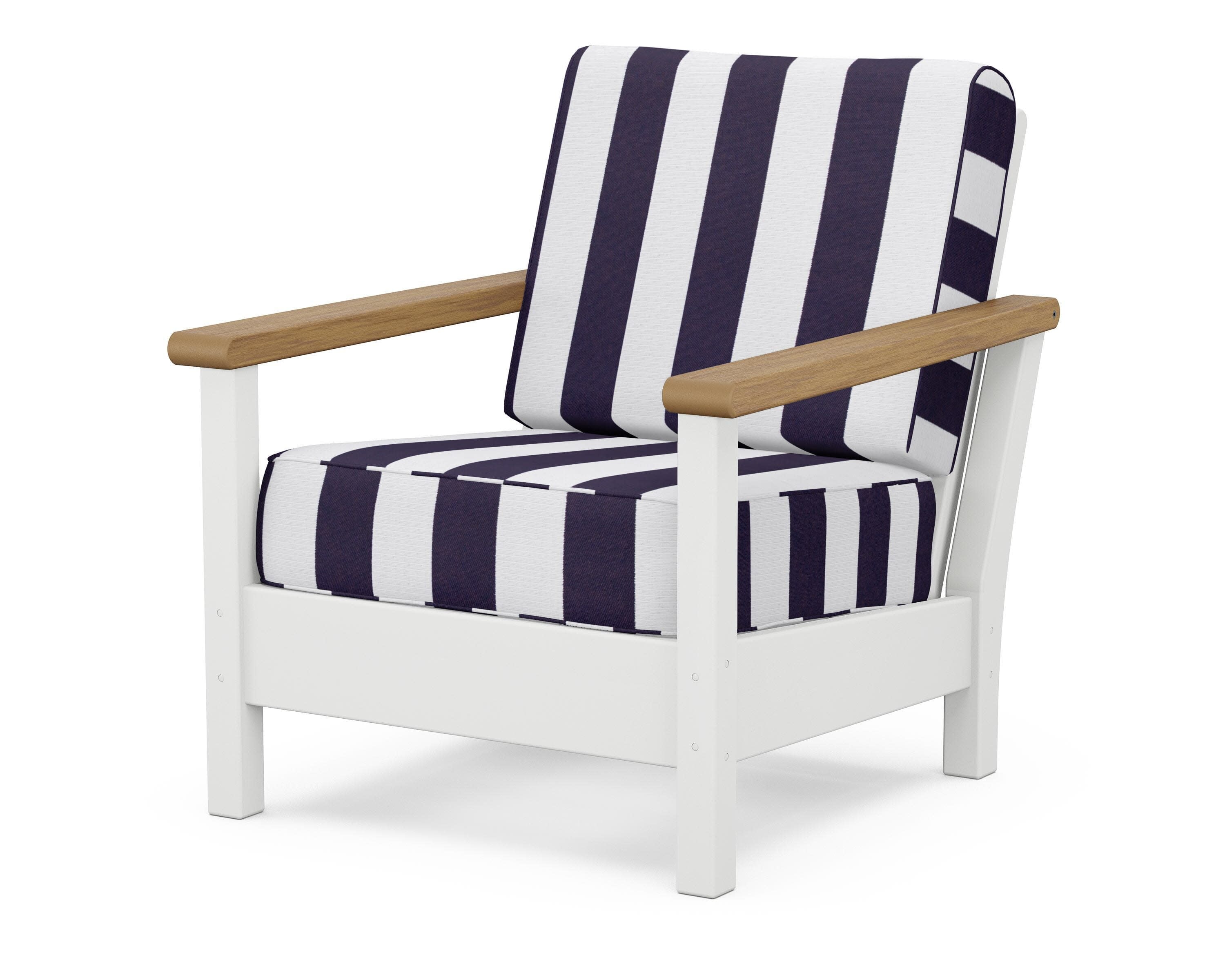 Harbour Deep Seating Chair in White / Natural / Cabana Stripe Navy