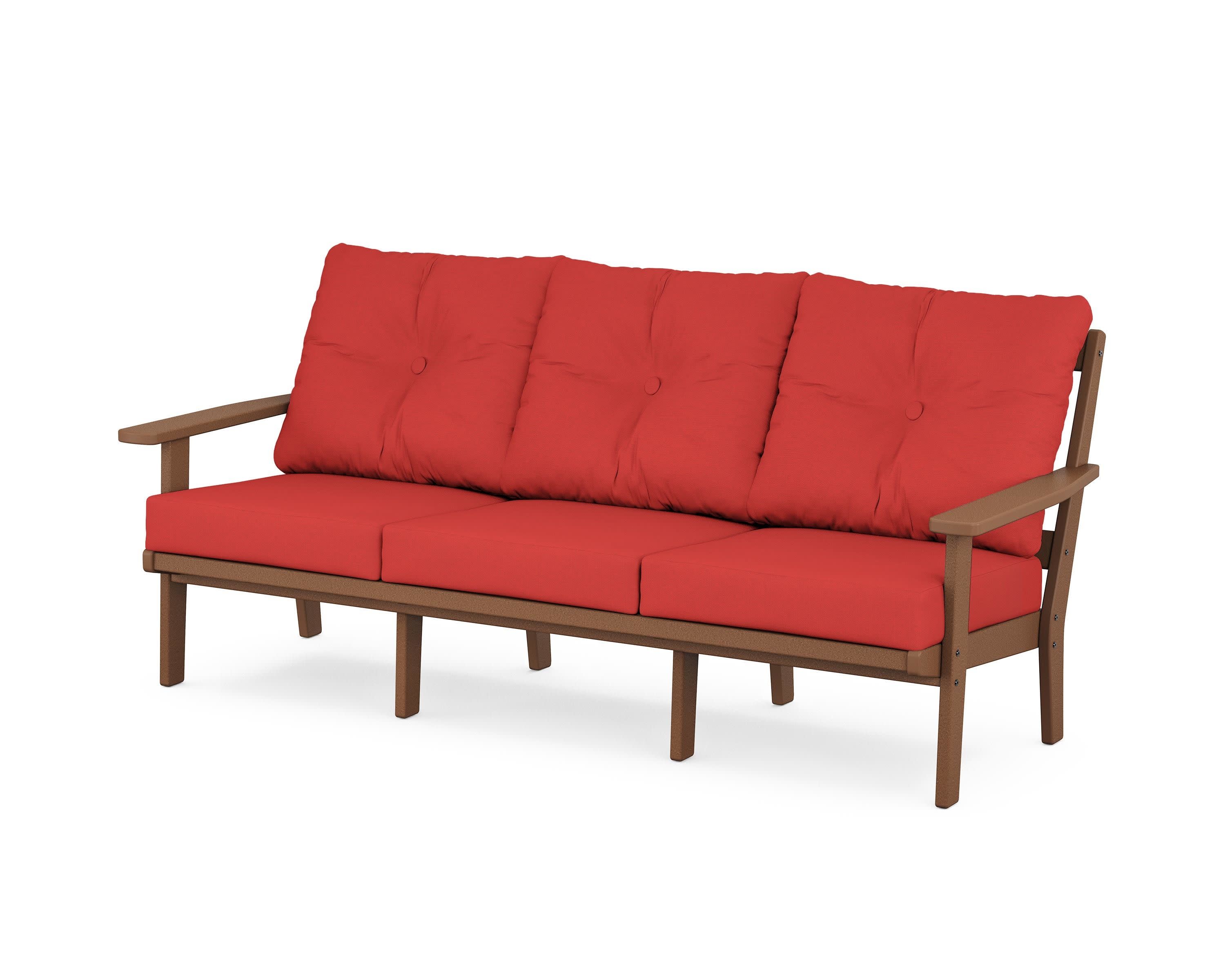 PrairieDeep Seating Sofa in Teak / Crimson Linen