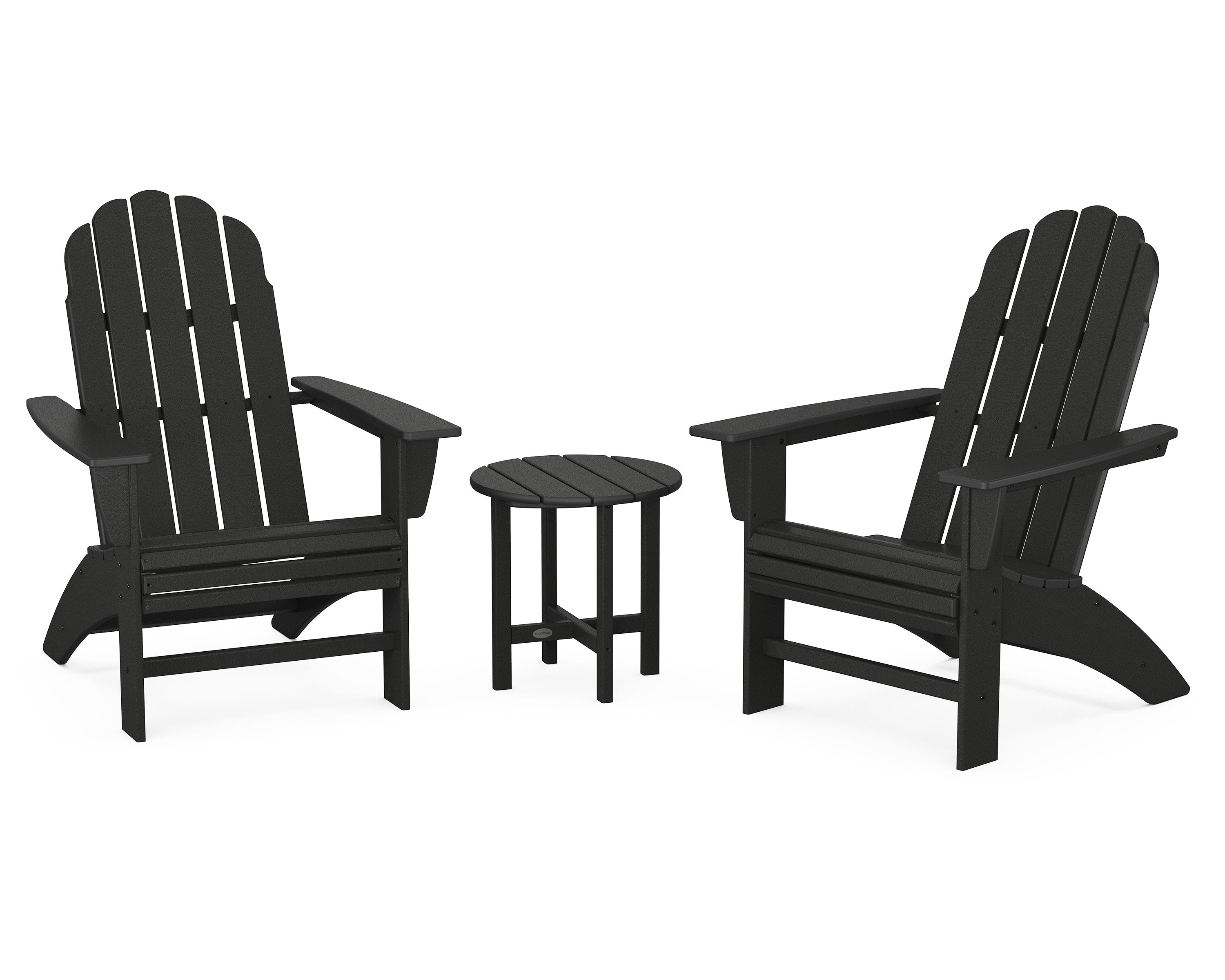Vineyard 3-Piece Curveback Adirondack Set in Black