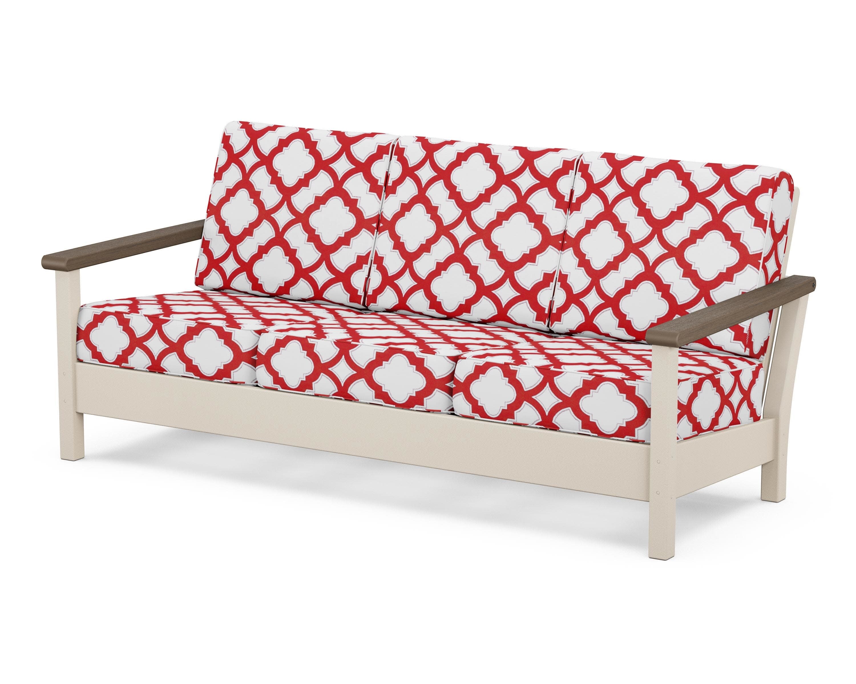 Harbour Deep Seating Sofa in Sand / Kona / Trellis Crimson
