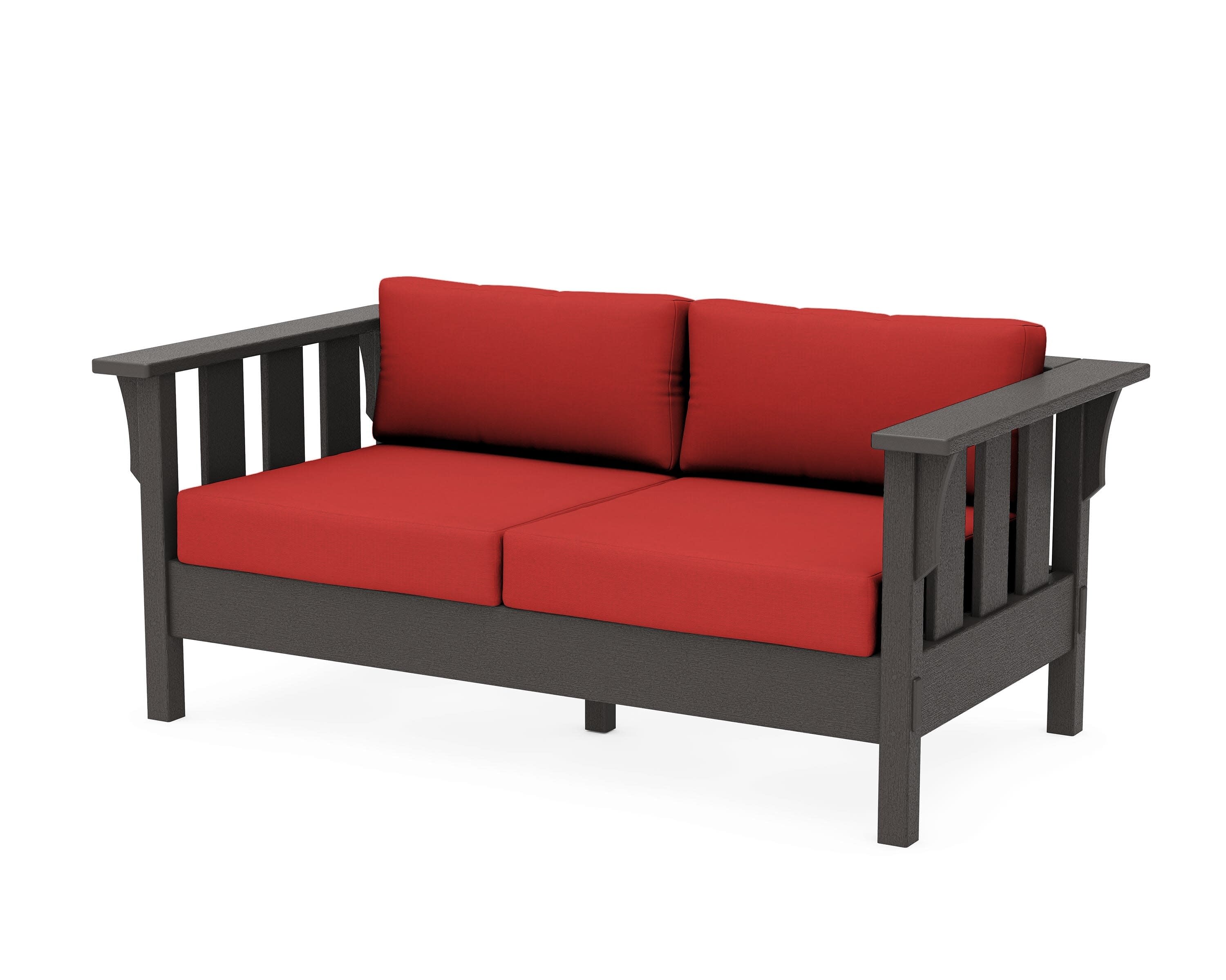 Acadia Deep Seating Loveseat in Vintage Coffee / Crimson Linen