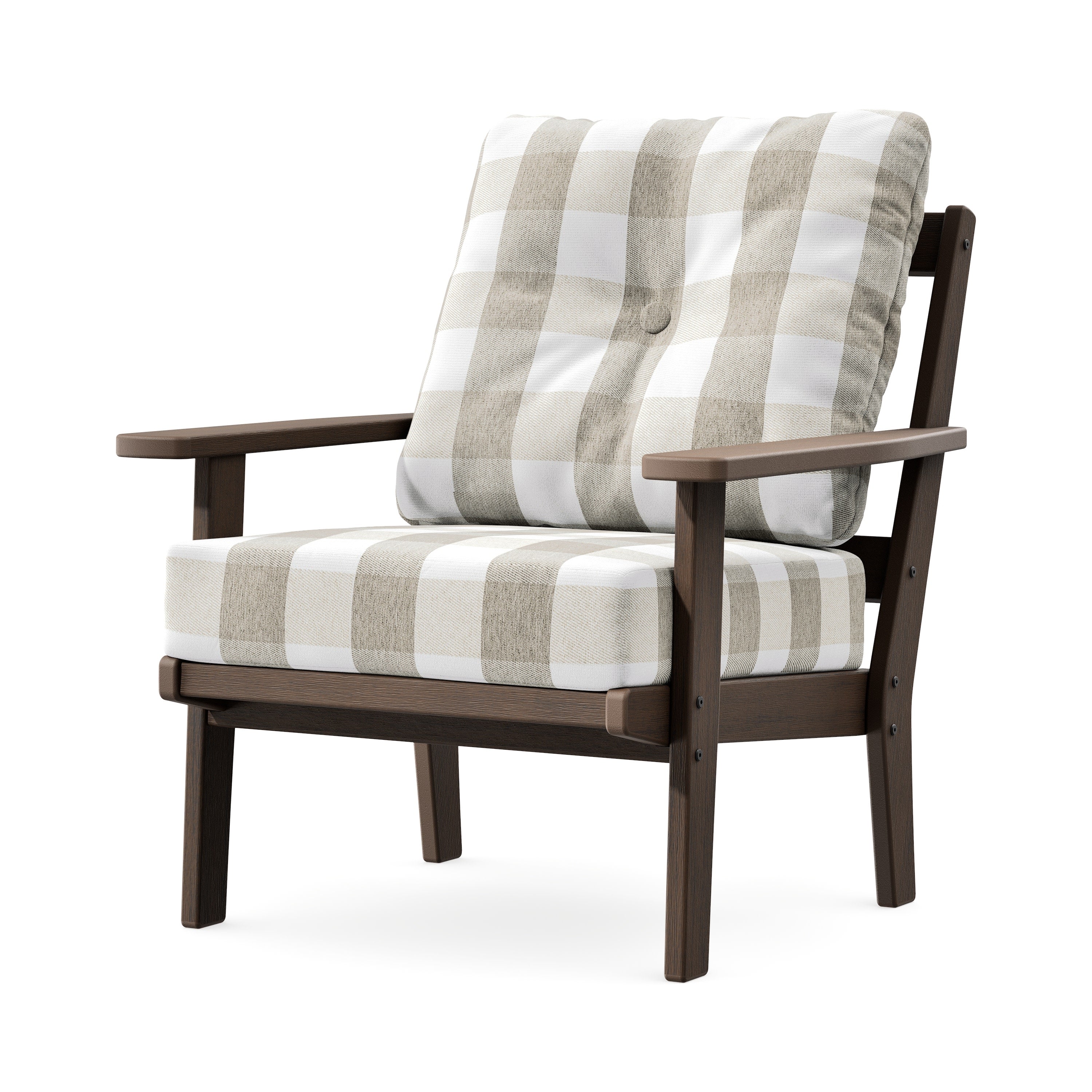 Prairie Deep Seating Chair in Kona / Buffalo Plaid Dune Burlap