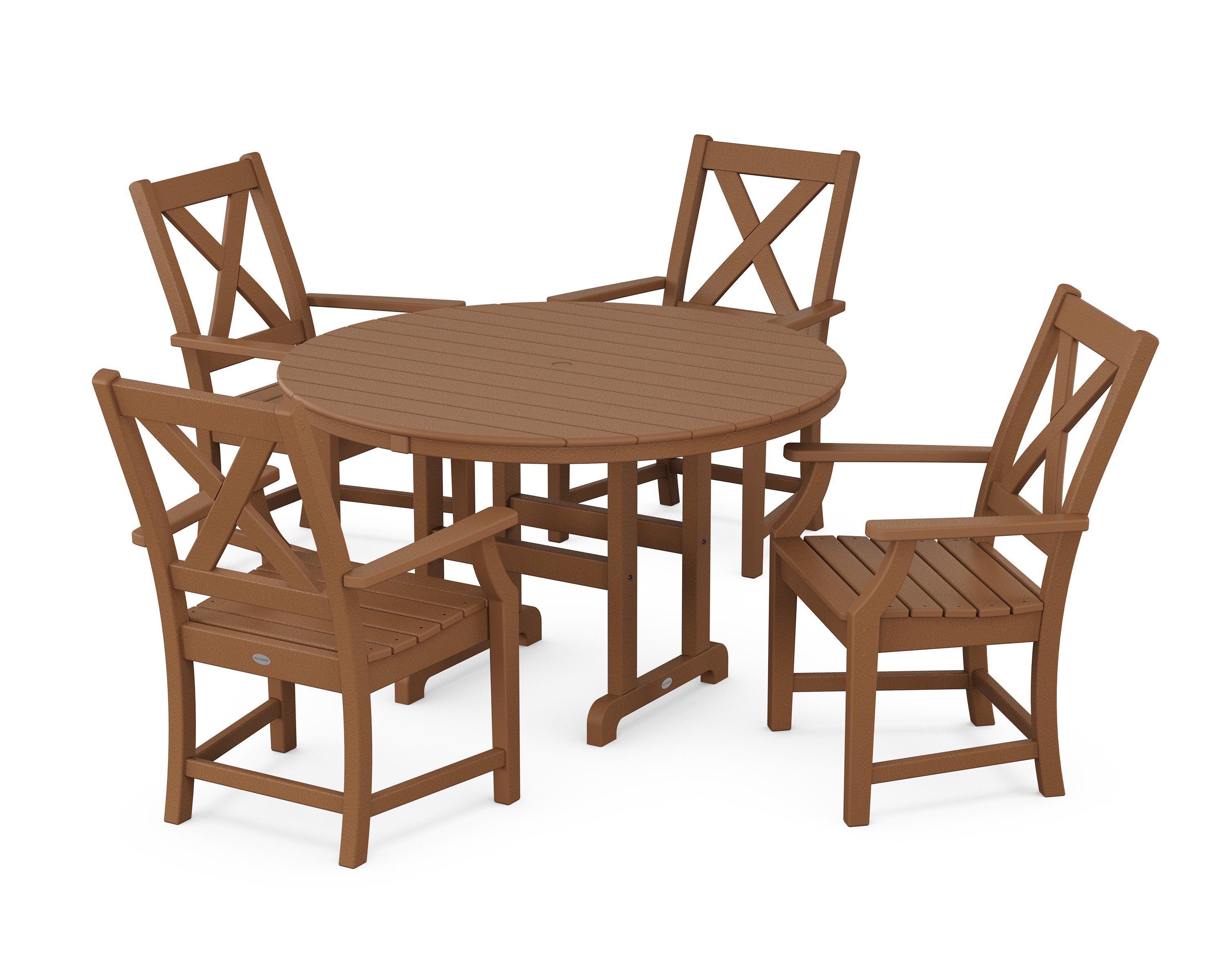 Braxton 5-Piece Round Farmhouse Dining Set in Teak